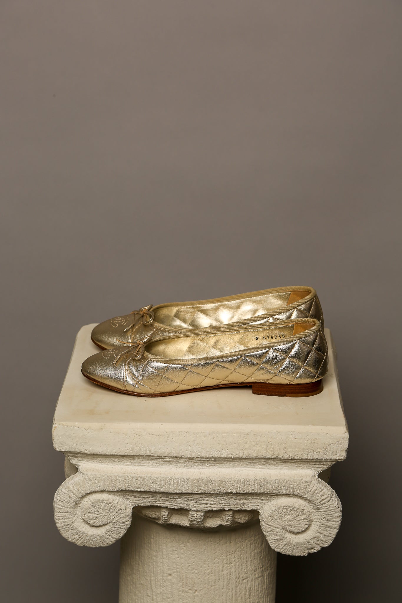 CHANEL Gold Ballet Flats