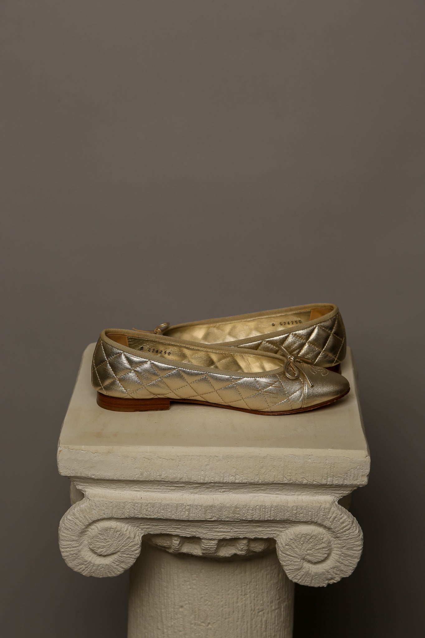 CHANEL Gold Ballet Flats