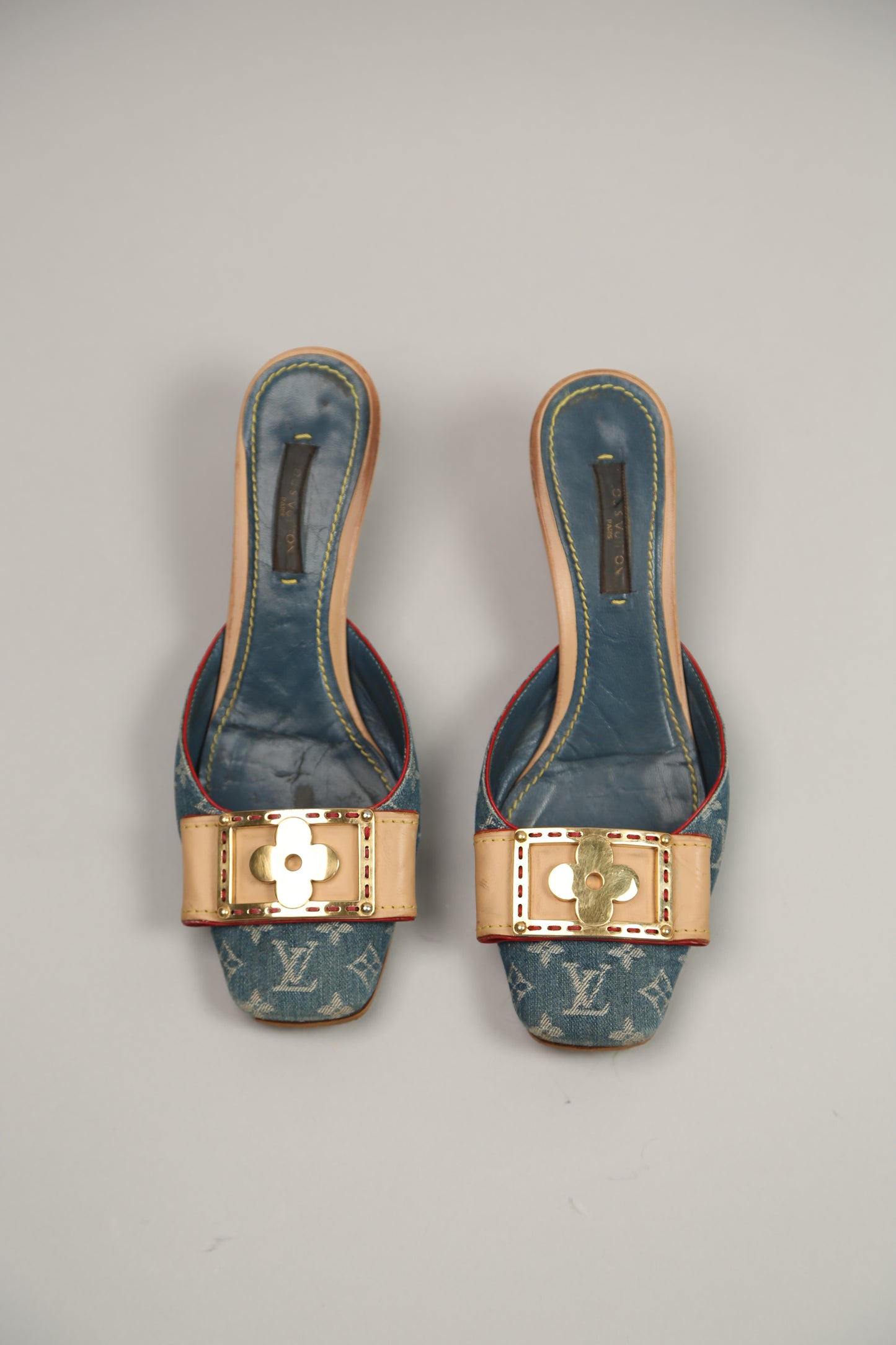 LOUIS VUITTON Denim Monogram Mules