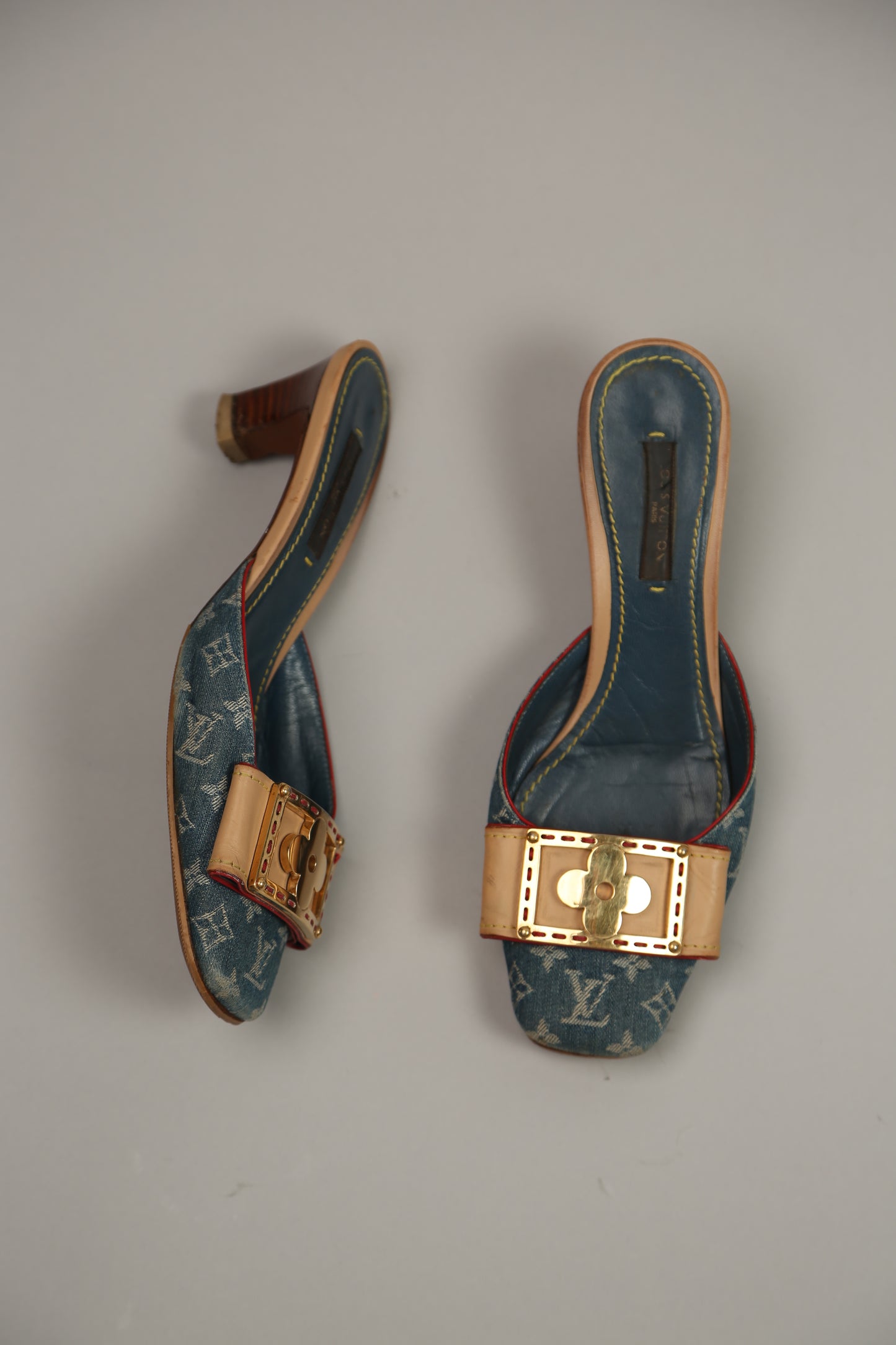 LOUIS VUITTON Denim Monogram Mules