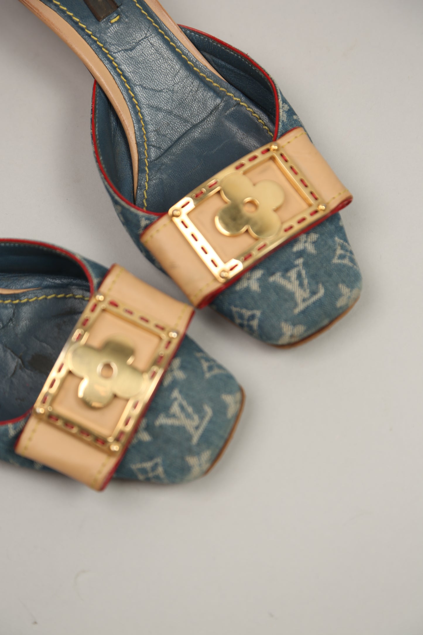 LOUIS VUITTON Denim Monogram Mules