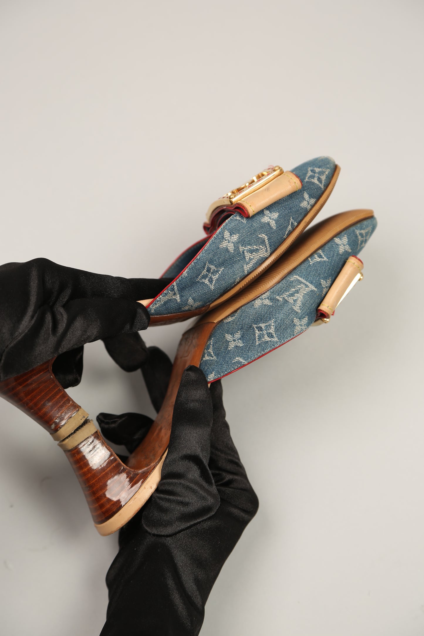 LOUIS VUITTON Denim Monogram Mules