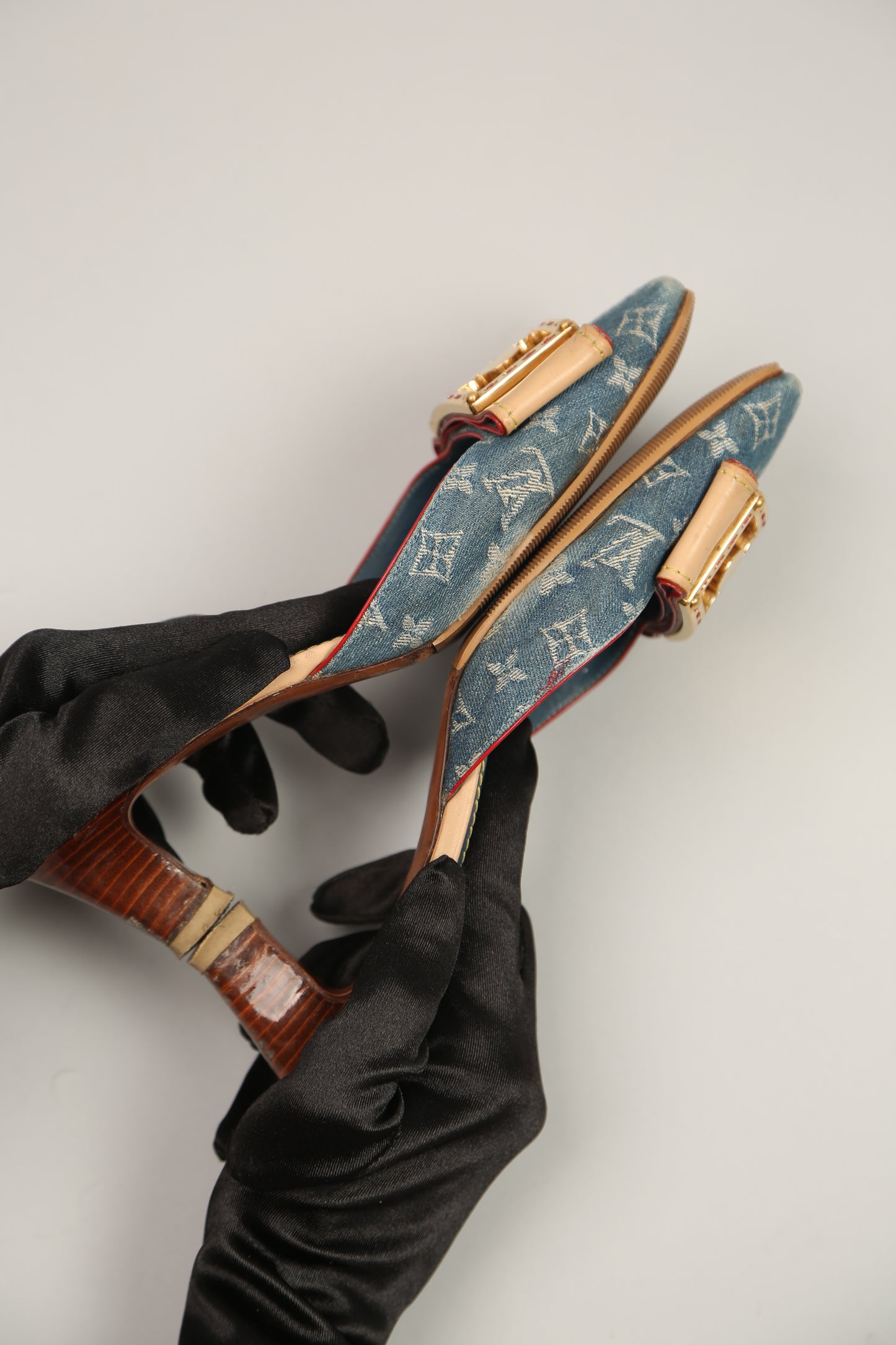 LOUIS VUITTON Denim Monogram Mules