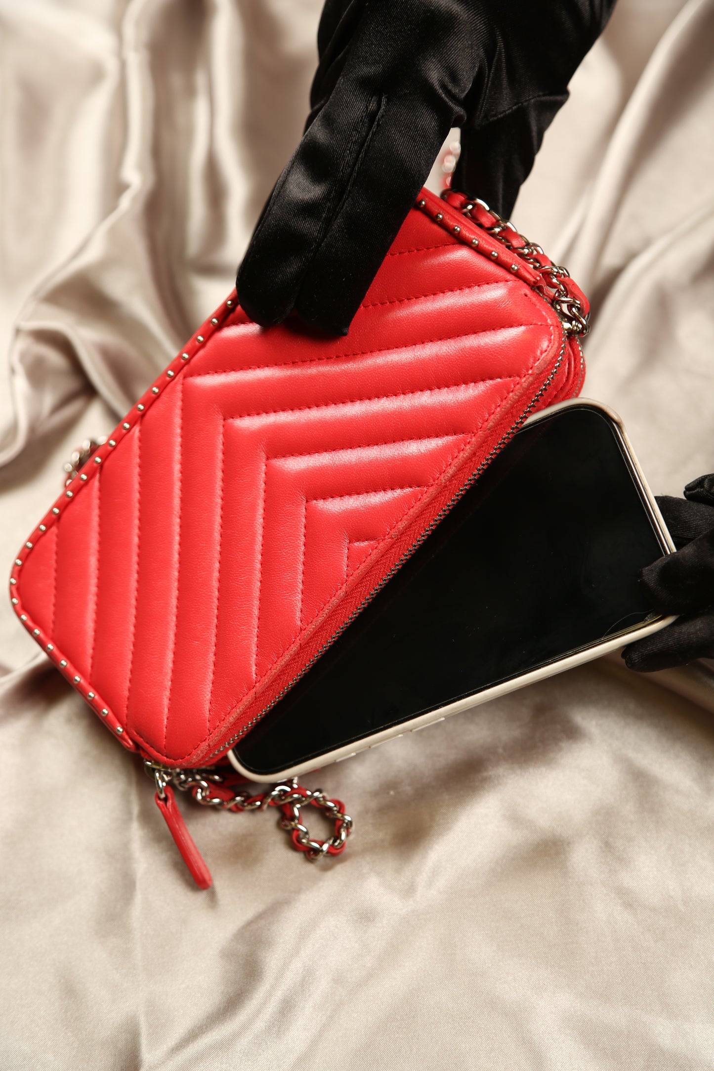 CHANEL Chevron Leather Crossbody Bag