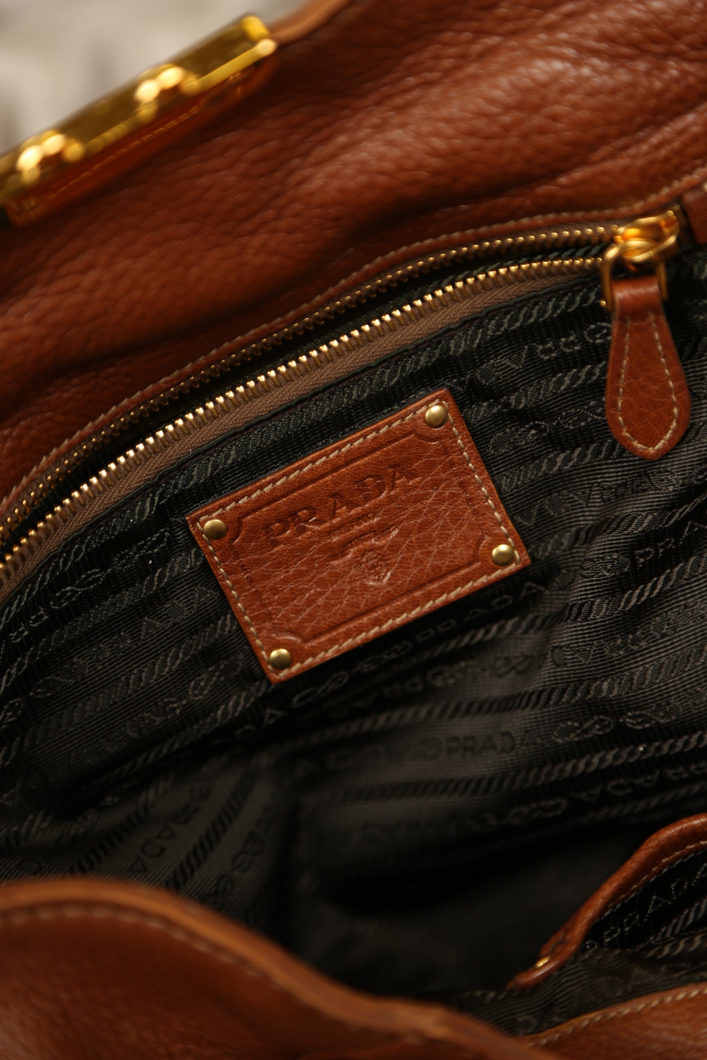 PRADA Cervo Brown Leather Shoulder bag