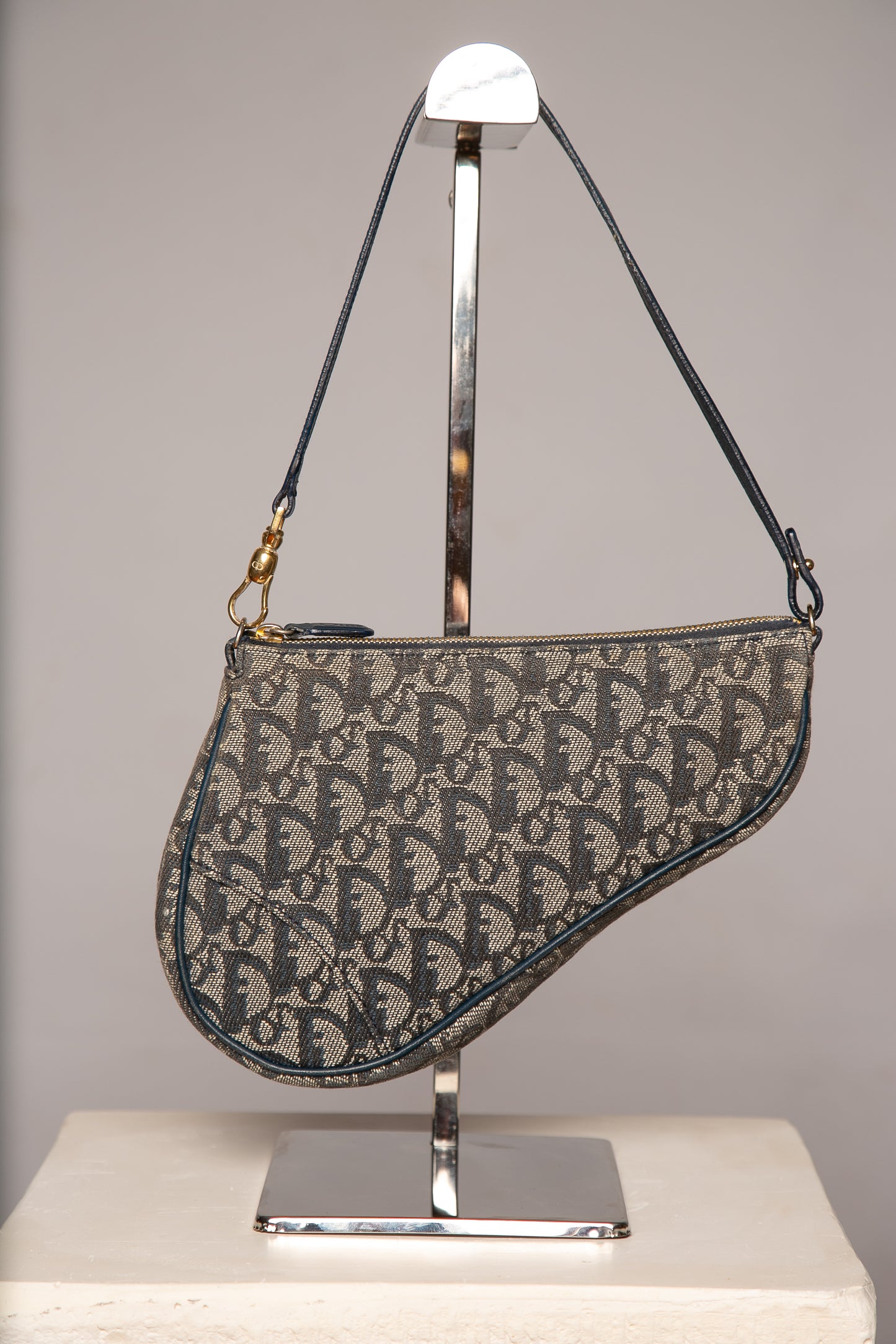 CHRISTIAN DIOR Trotter Blue Saddle Pochette