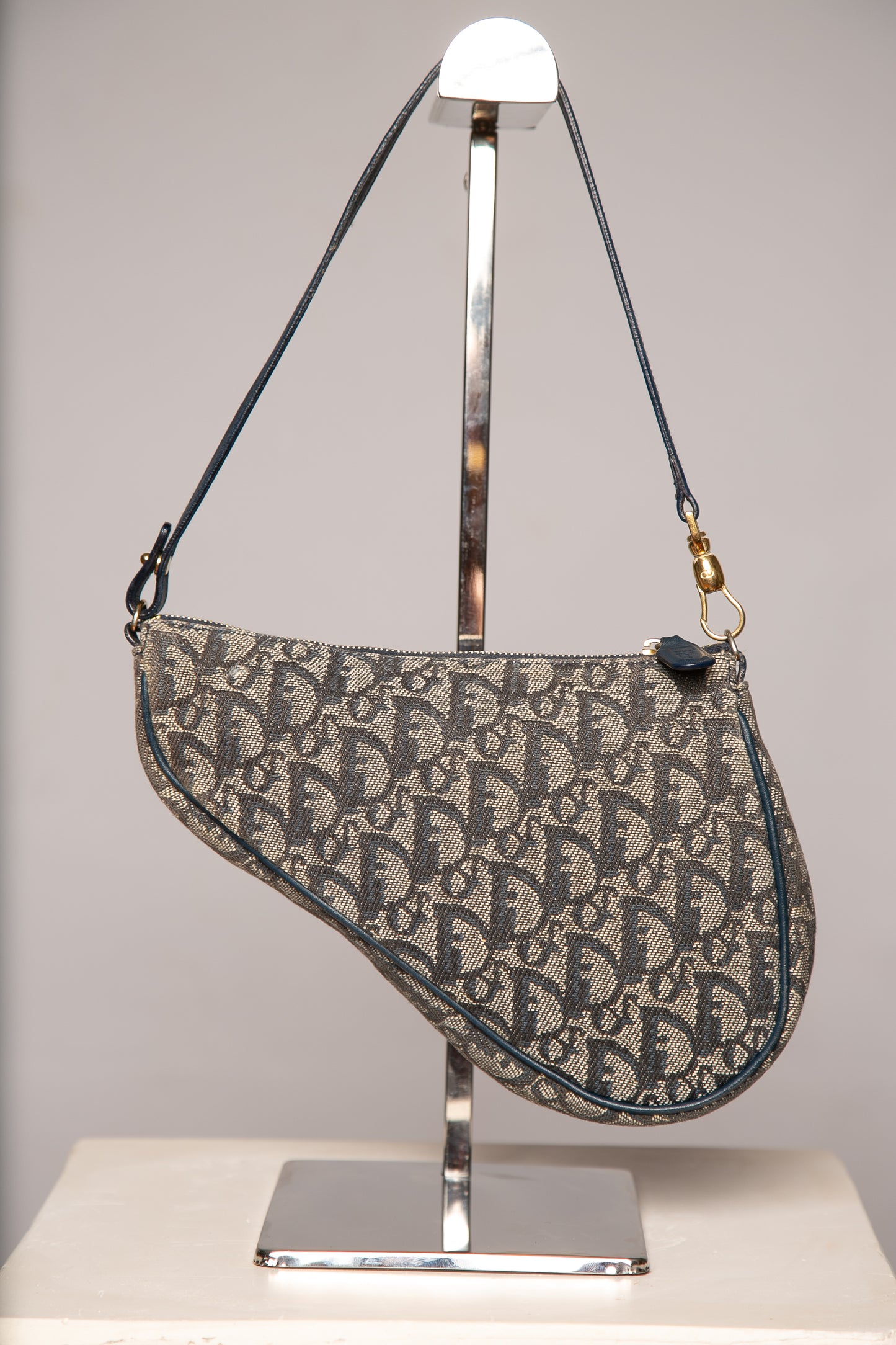CHRISTIAN DIOR Trotter Blue Saddle Pochette