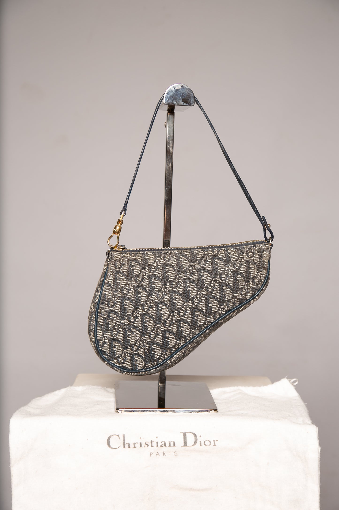 CHRISTIAN DIOR Trotter Blue Saddle Pochette