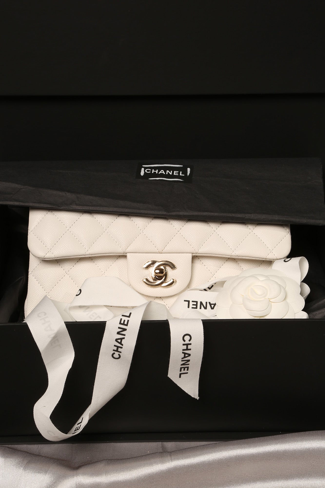 Rare CHANEL Classic Double Flap Caviar Bag Small