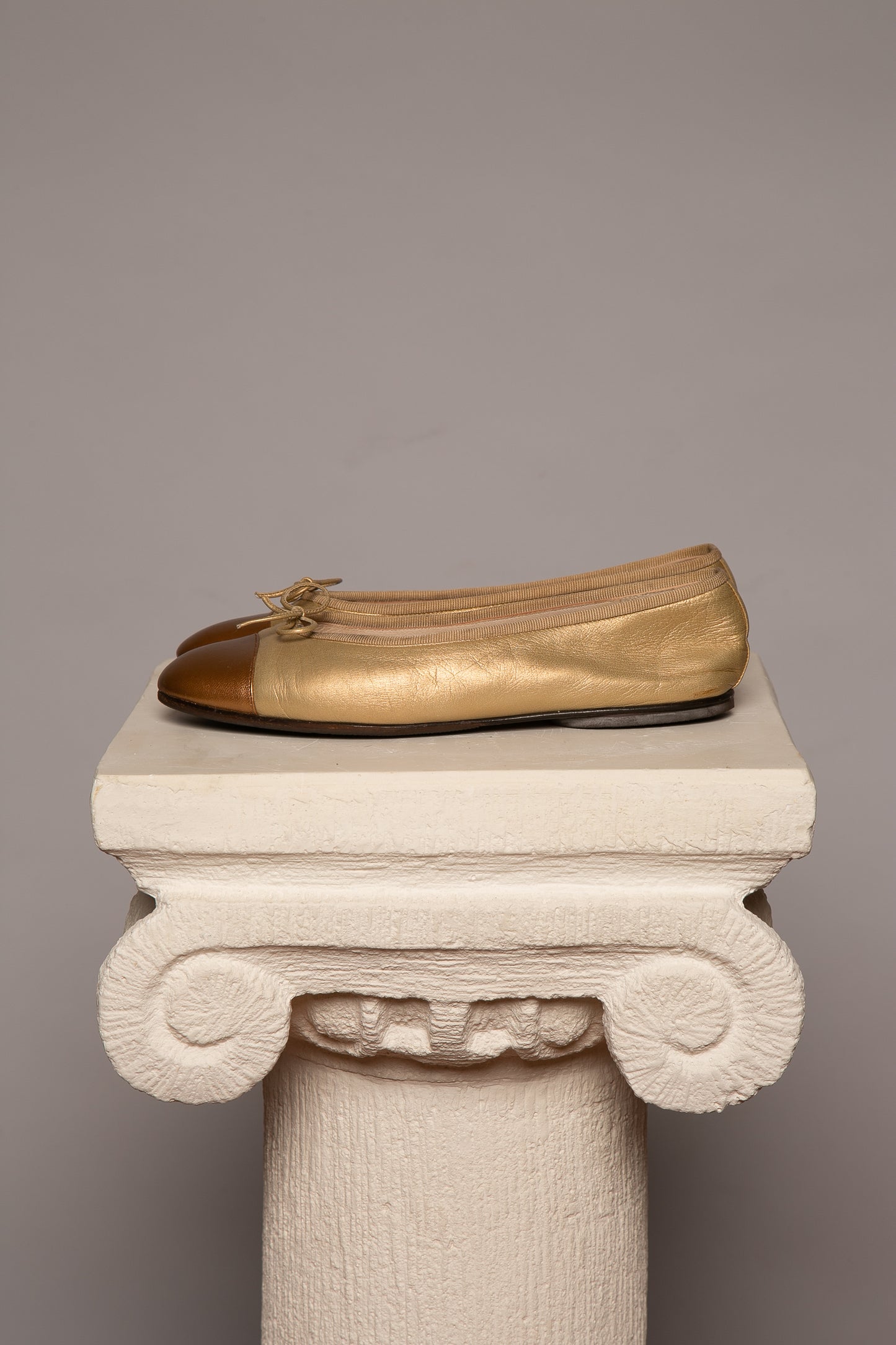 Rare CHANEL Gold Ballet Flats