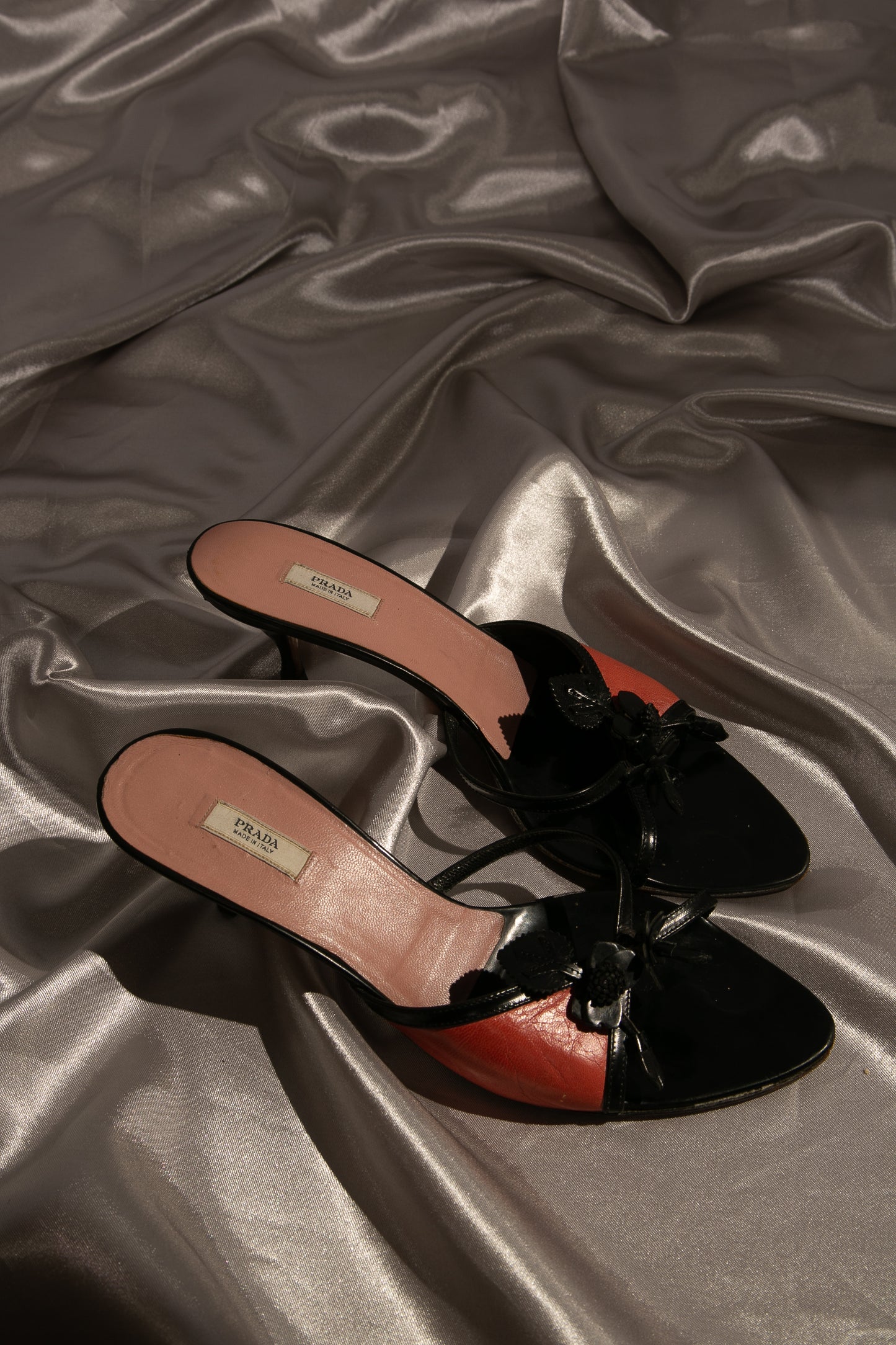 Extremely Rare Prada Pink & Black Floral Sandals