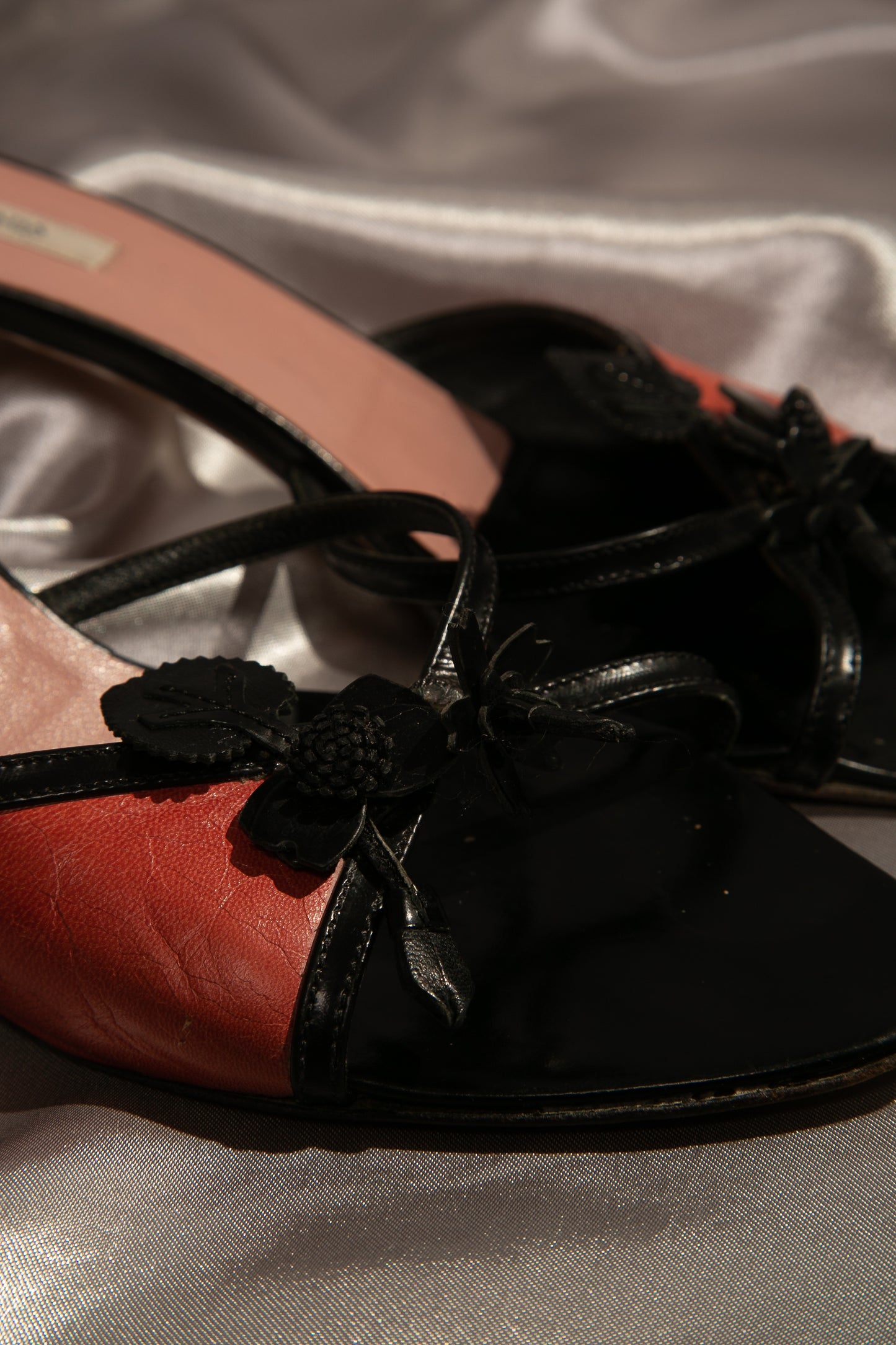 Extremely Rare Prada Pink & Black Floral Sandals