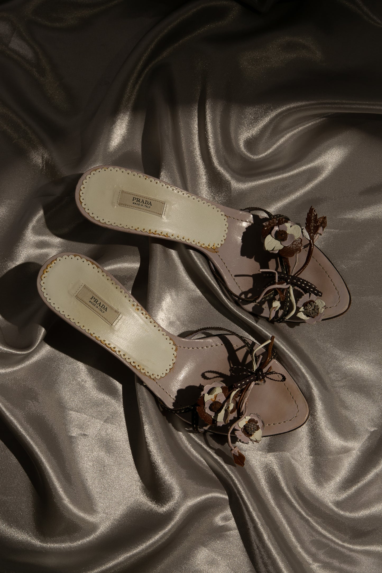 Prada Lilac Floral Sandals