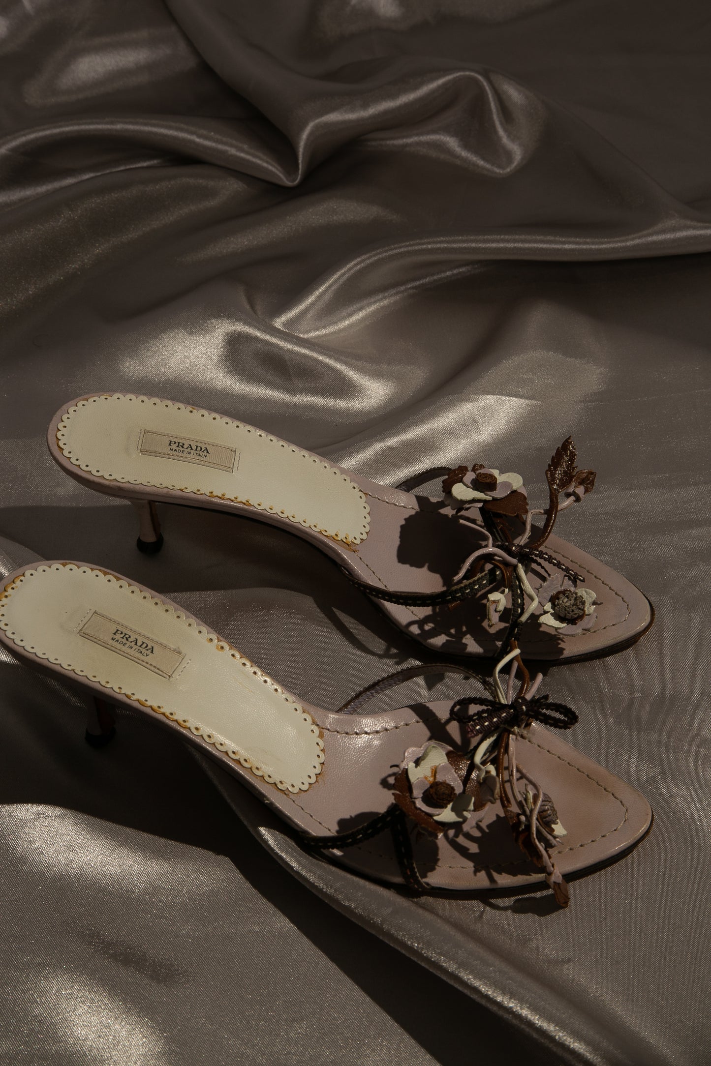 Prada Lilac Floral Sandals
