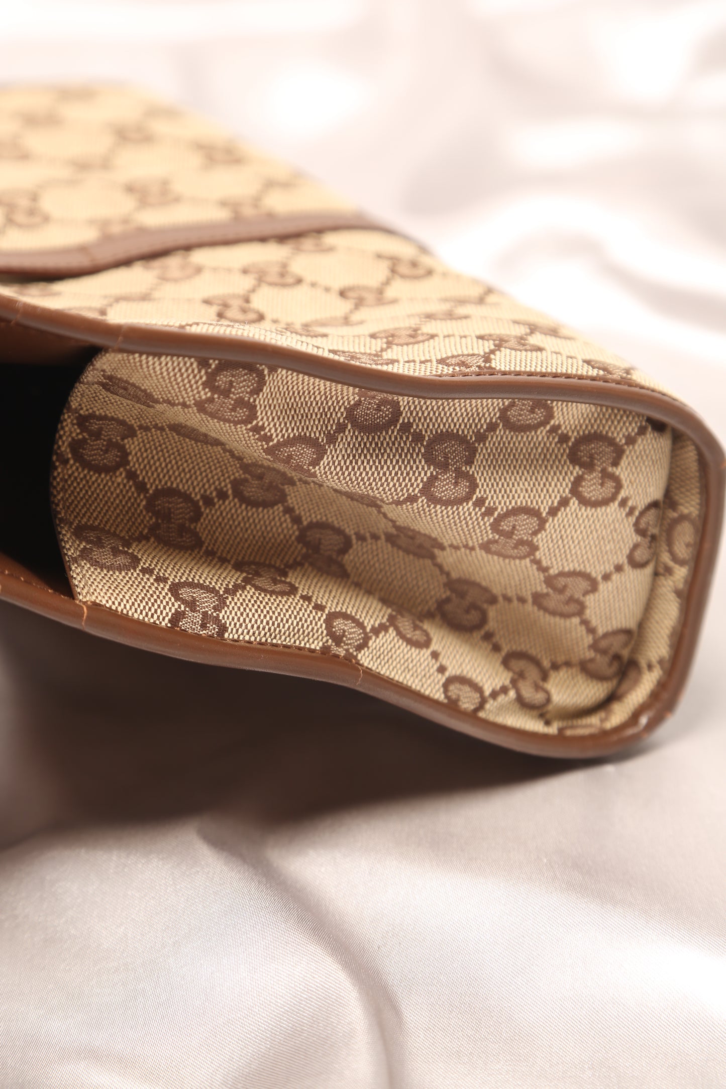 GUCCI GG Bardot Canvas Bag Chocolate Brown