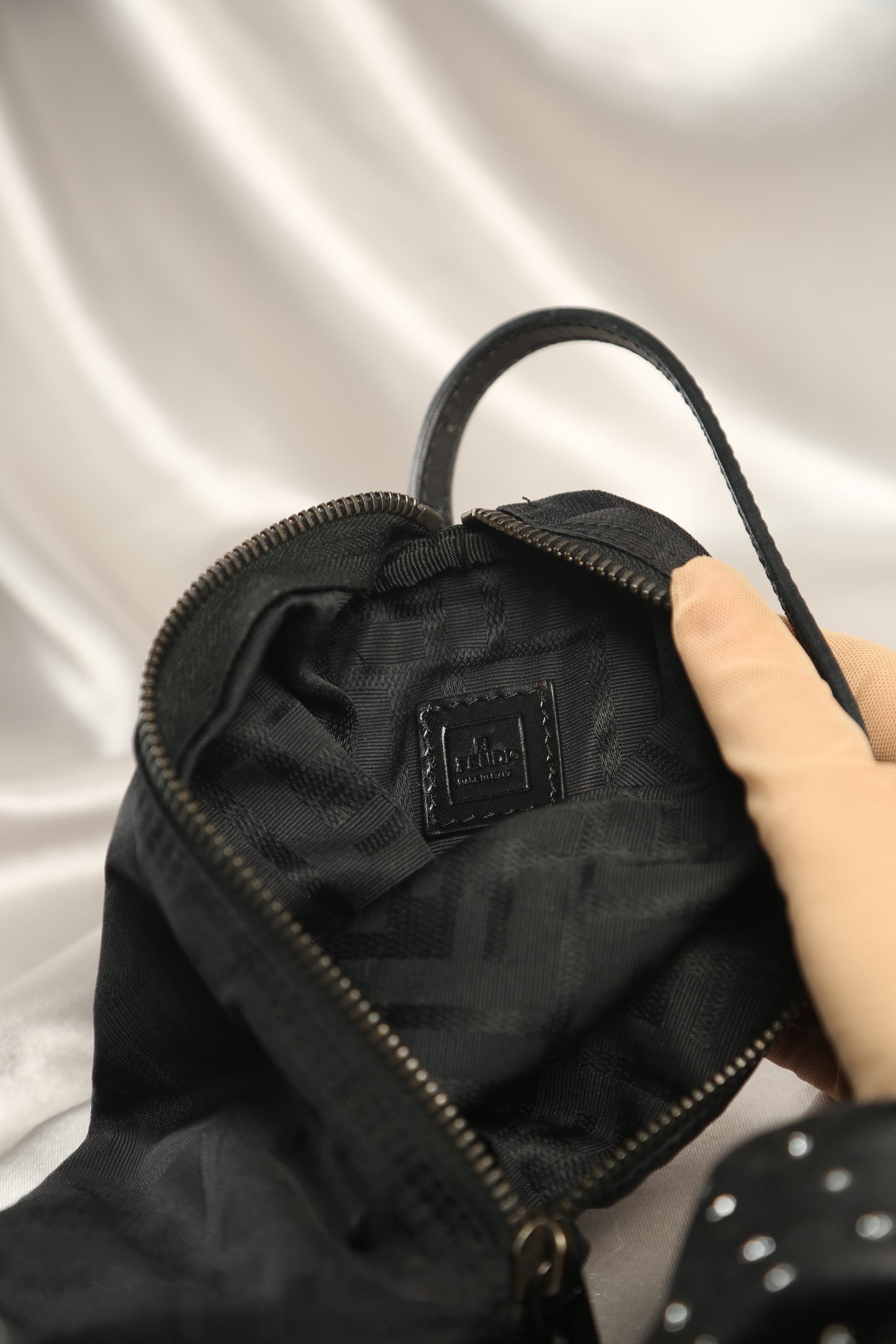 Rare FENDI Zucca Barrel bag Black