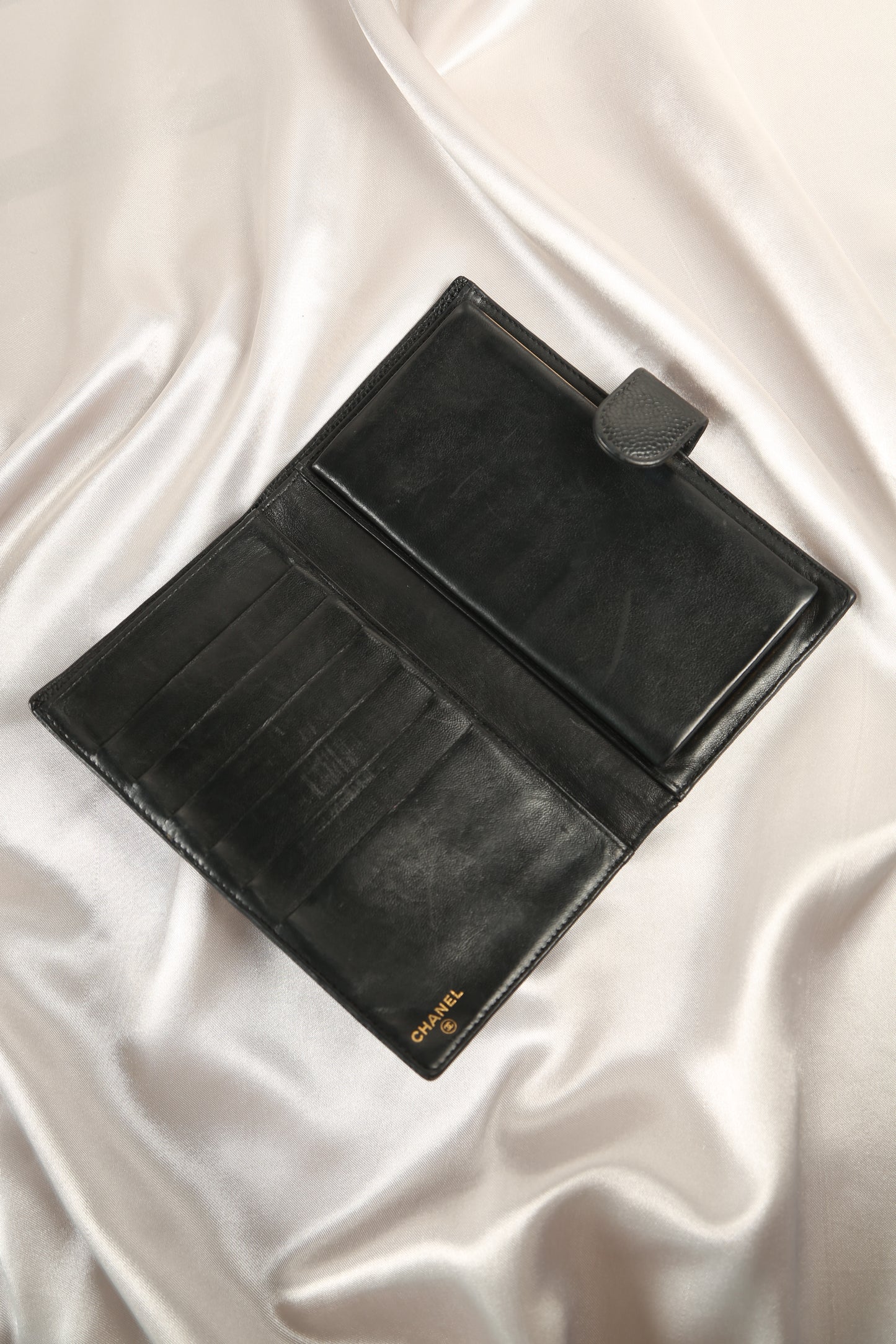 CHANEL Caviar Long Wallet Black