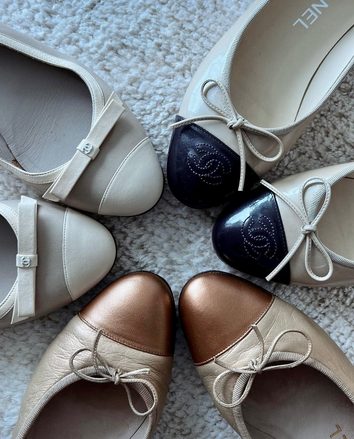 Rare CHANEL Gold Ballet Flats