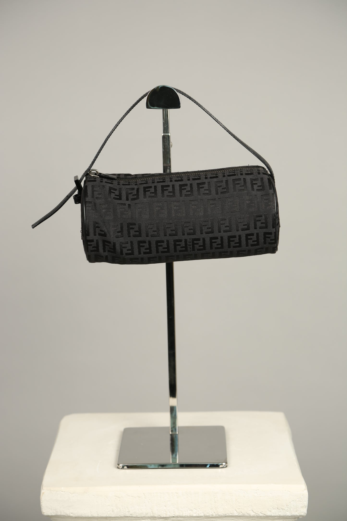 Rare FENDI Zucchino Barrel Pochette Black