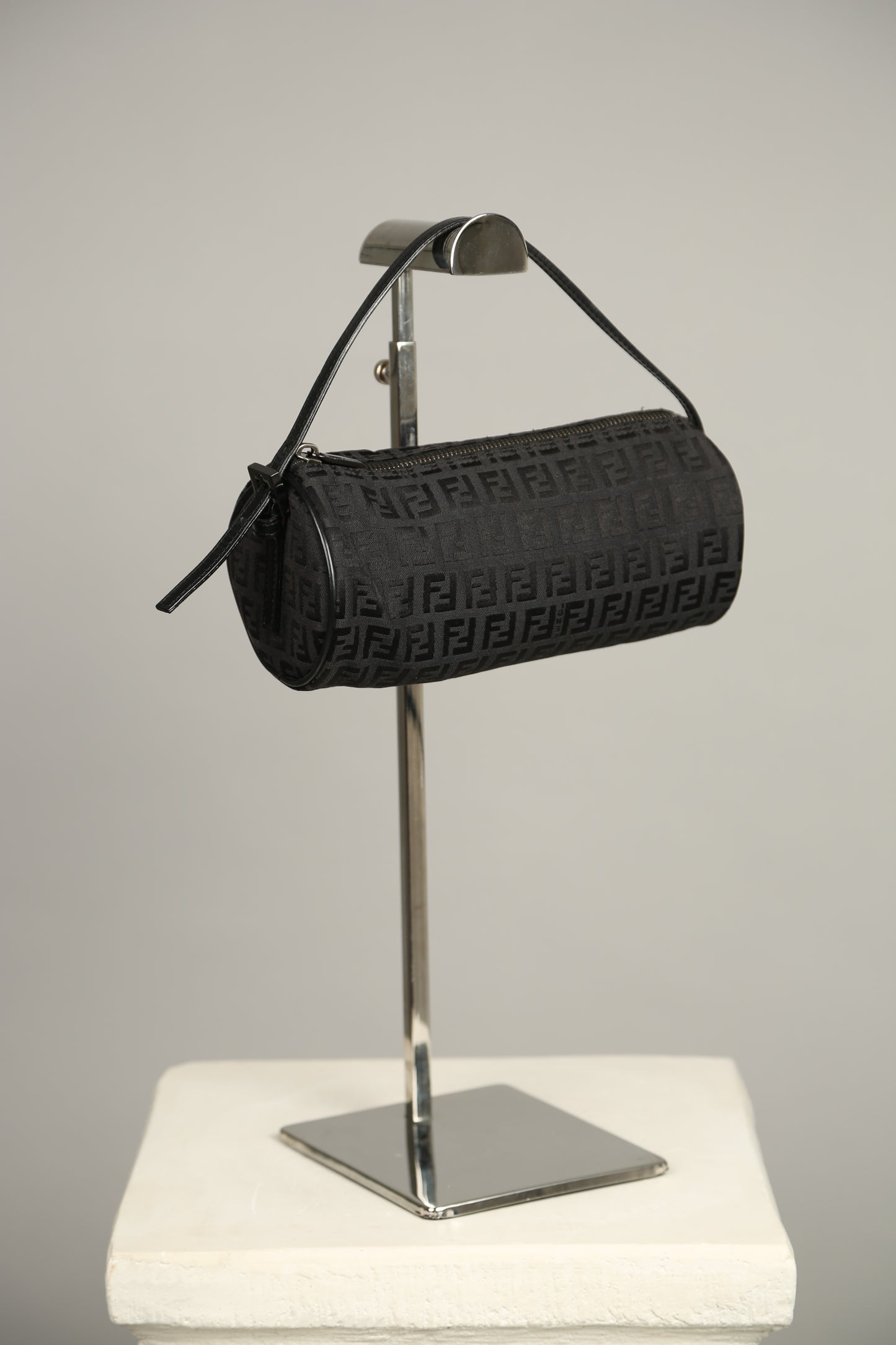 Rare FENDI Zucchino Barrel Pochette Black