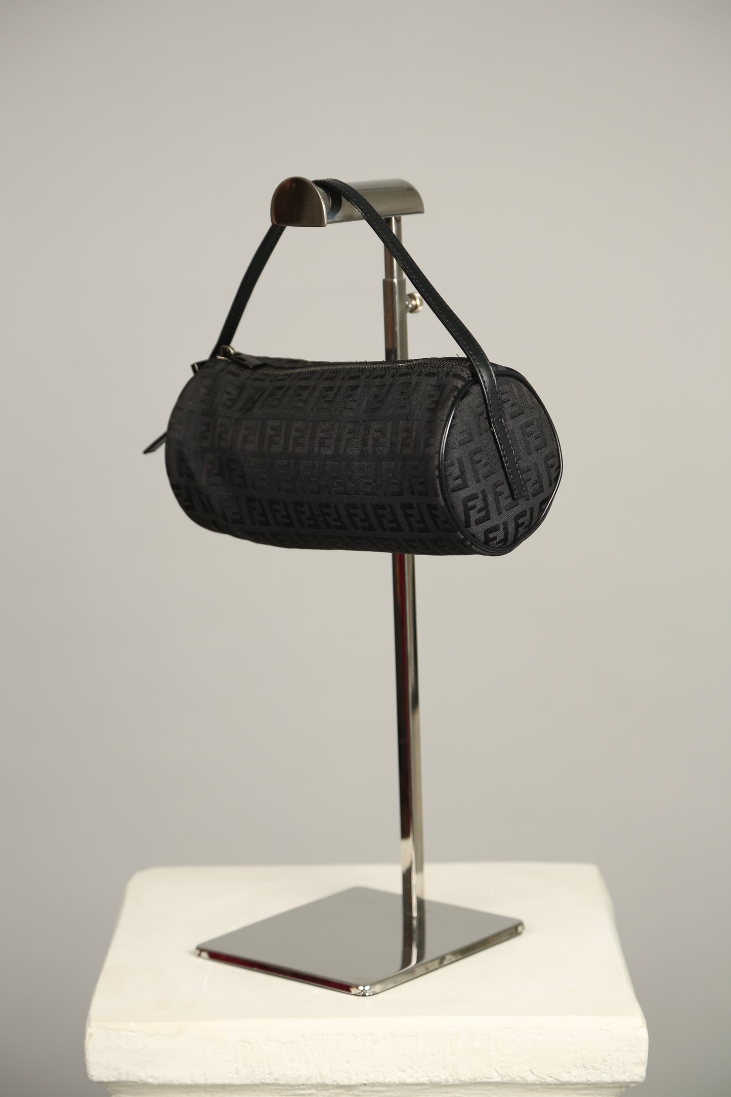 Rare FENDI Zucchino Barrel Pochette Black