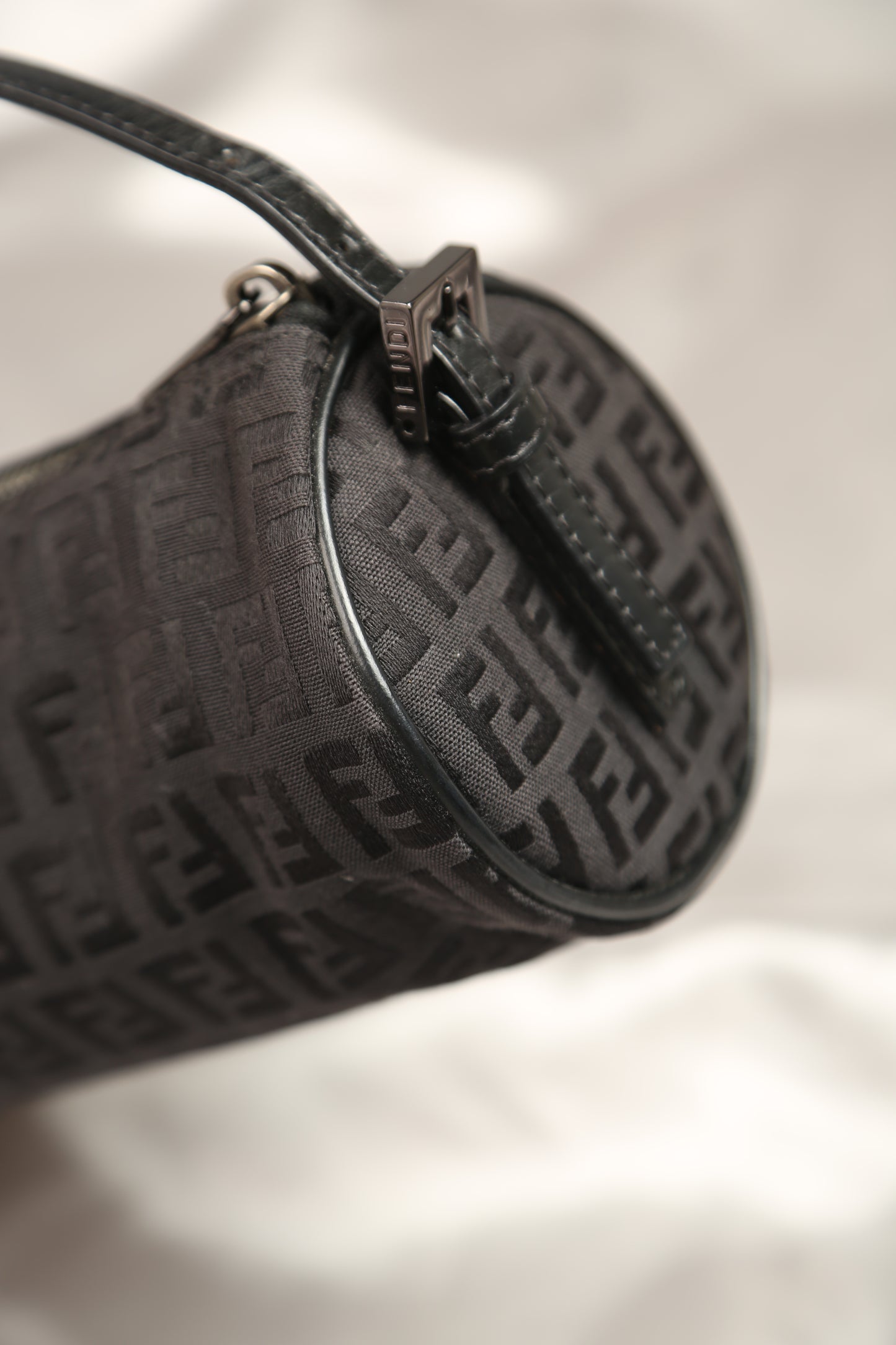 Rare FENDI Zucchino Barrel Pochette Black