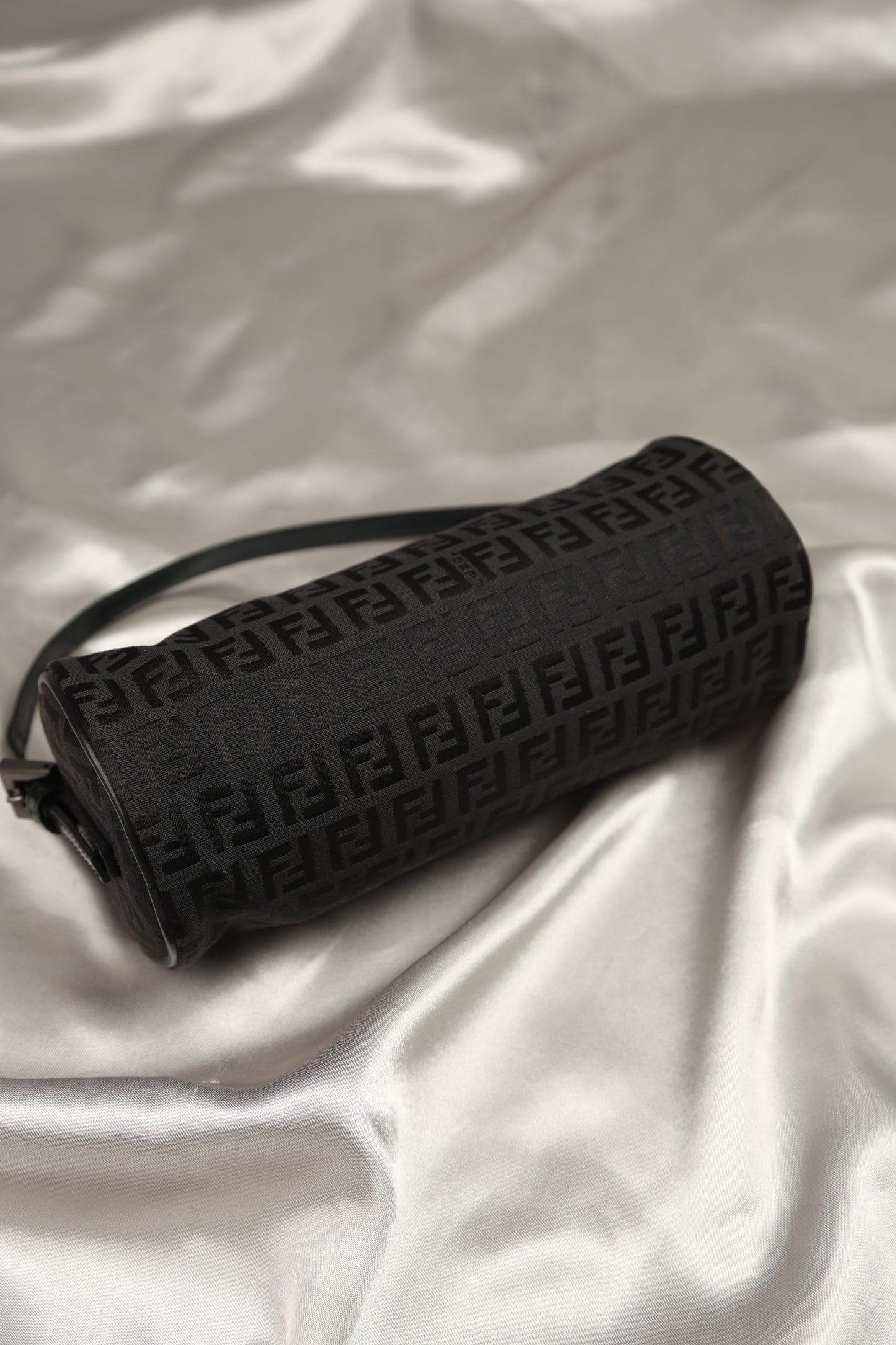 Rare FENDI Zucchino Barrel Pochette Black