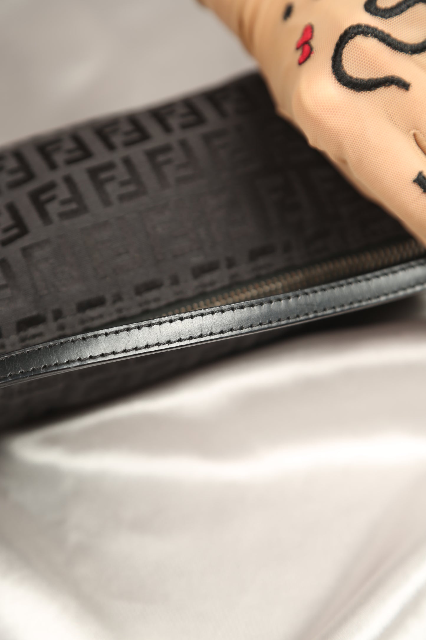 Rare FENDI Zucchino Barrel Pochette Black