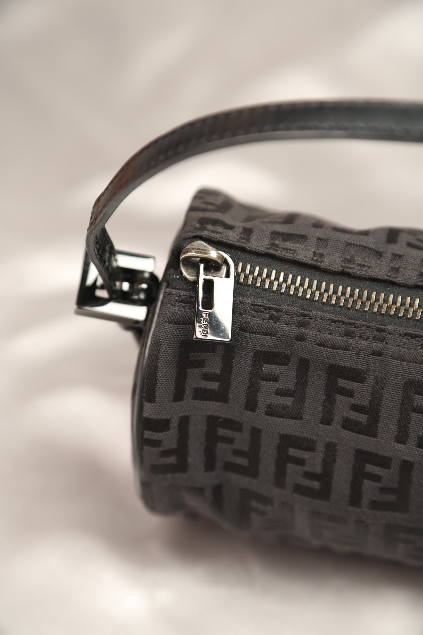 Rare FENDI Zucchino Barrel Pochette Black