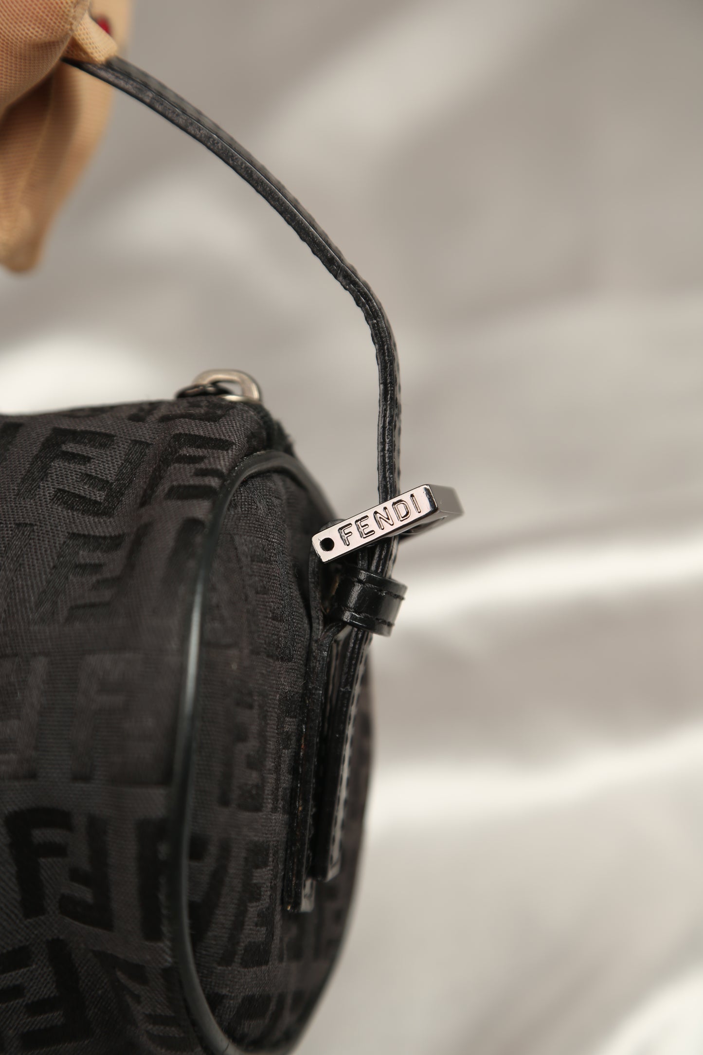 Rare FENDI Zucchino Barrel Pochette Black