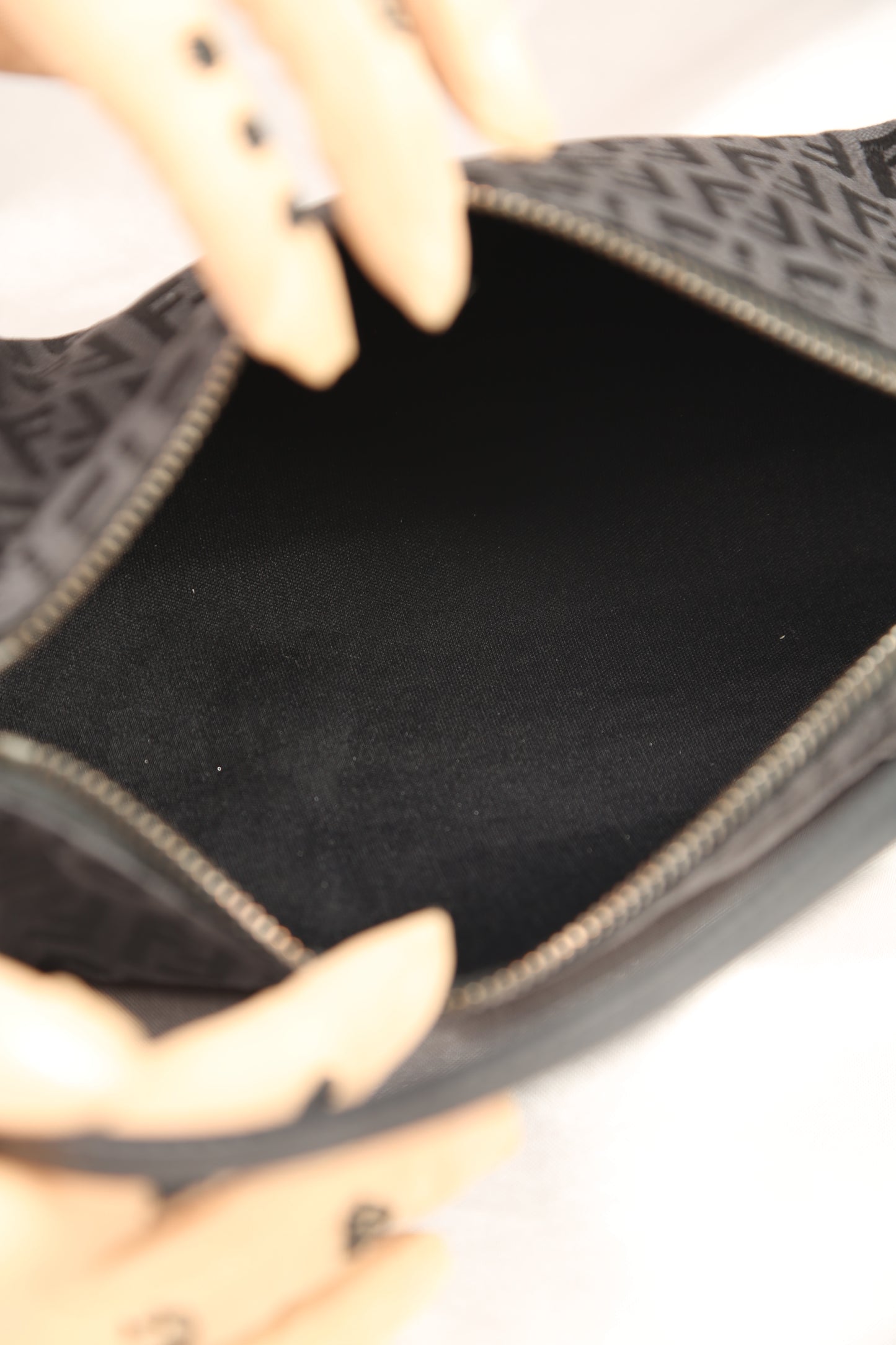 Rare FENDI Zucchino Barrel Pochette Black