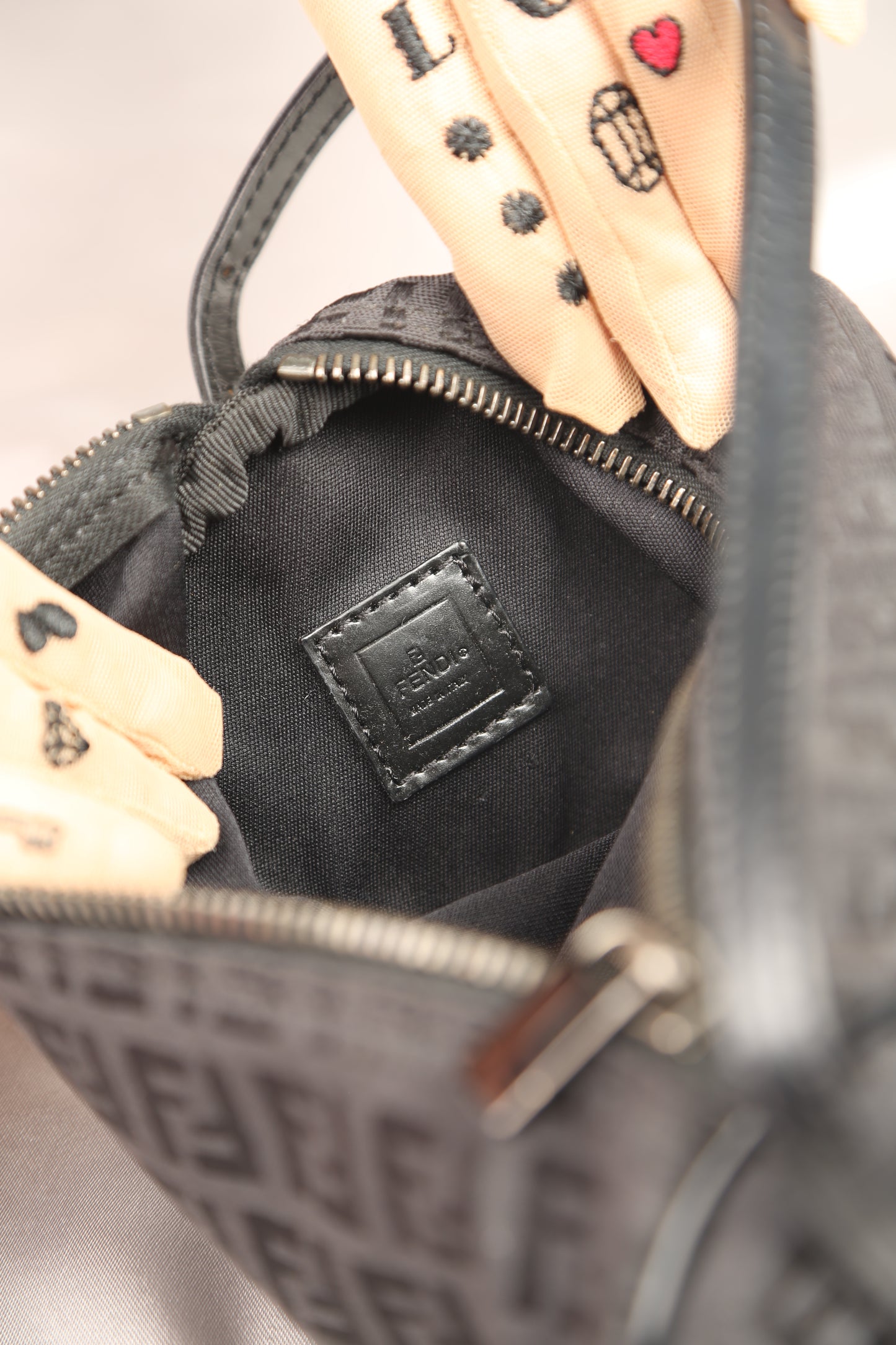 Rare FENDI Zucchino Barrel Pochette Black