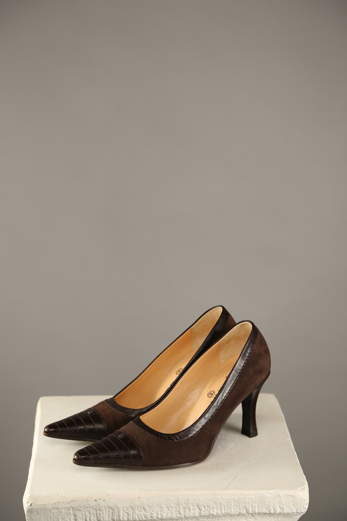 Rare CHANEL Brown Suede Heels
