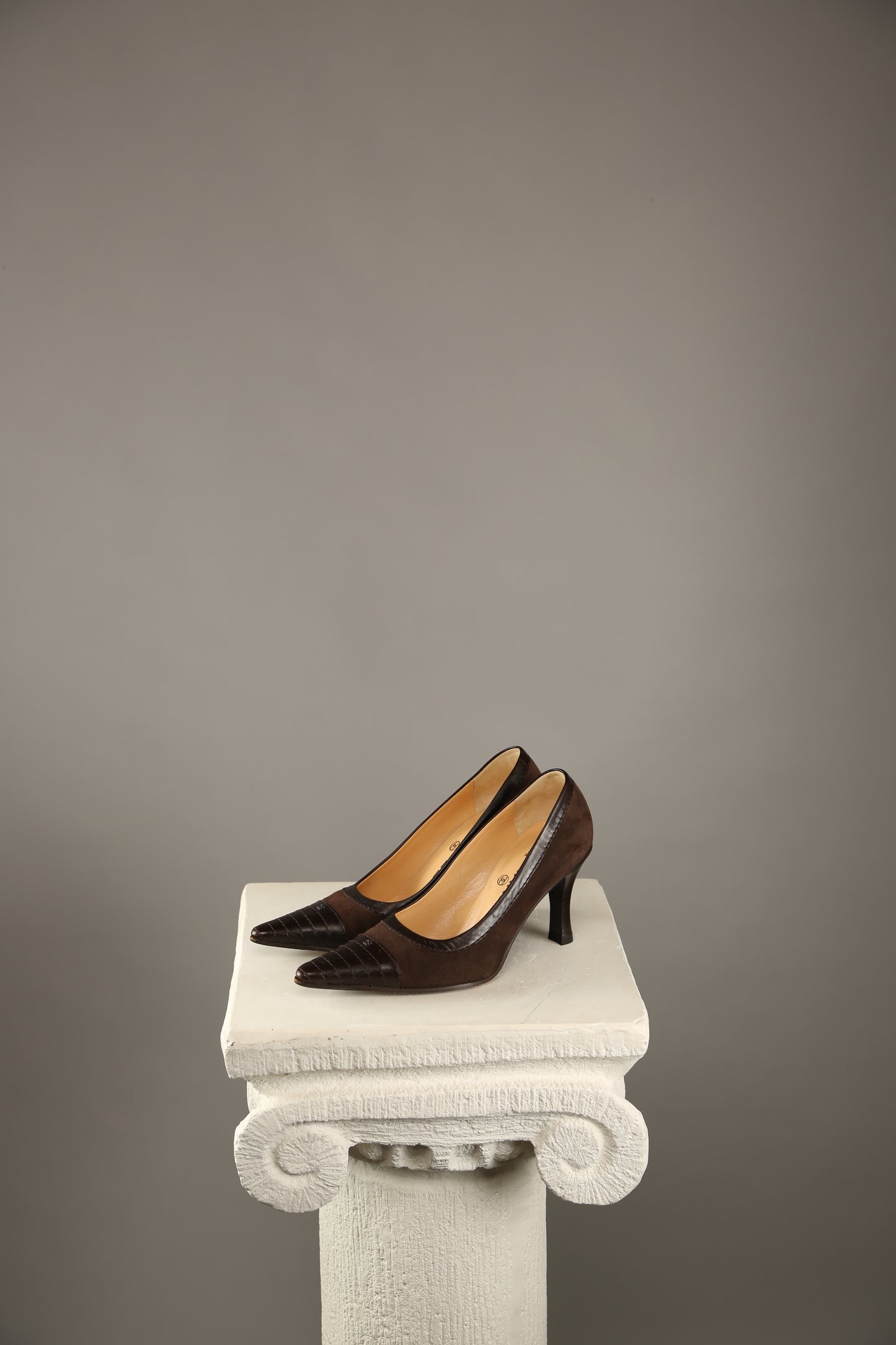 Rare CHANEL Brown Suede Heels