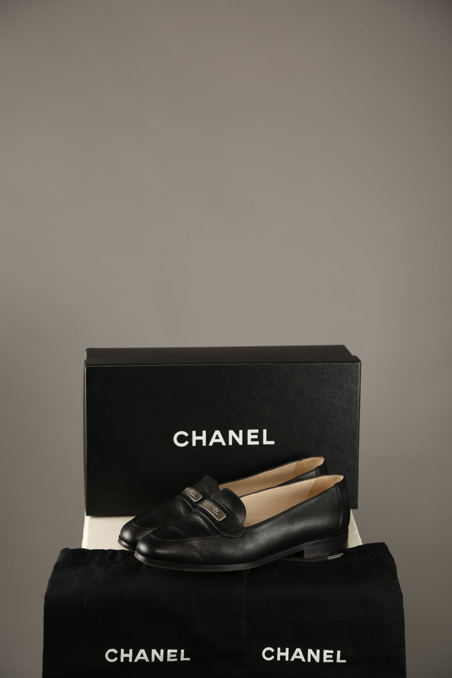 CHANEL Black Caviar Leather Loafer
