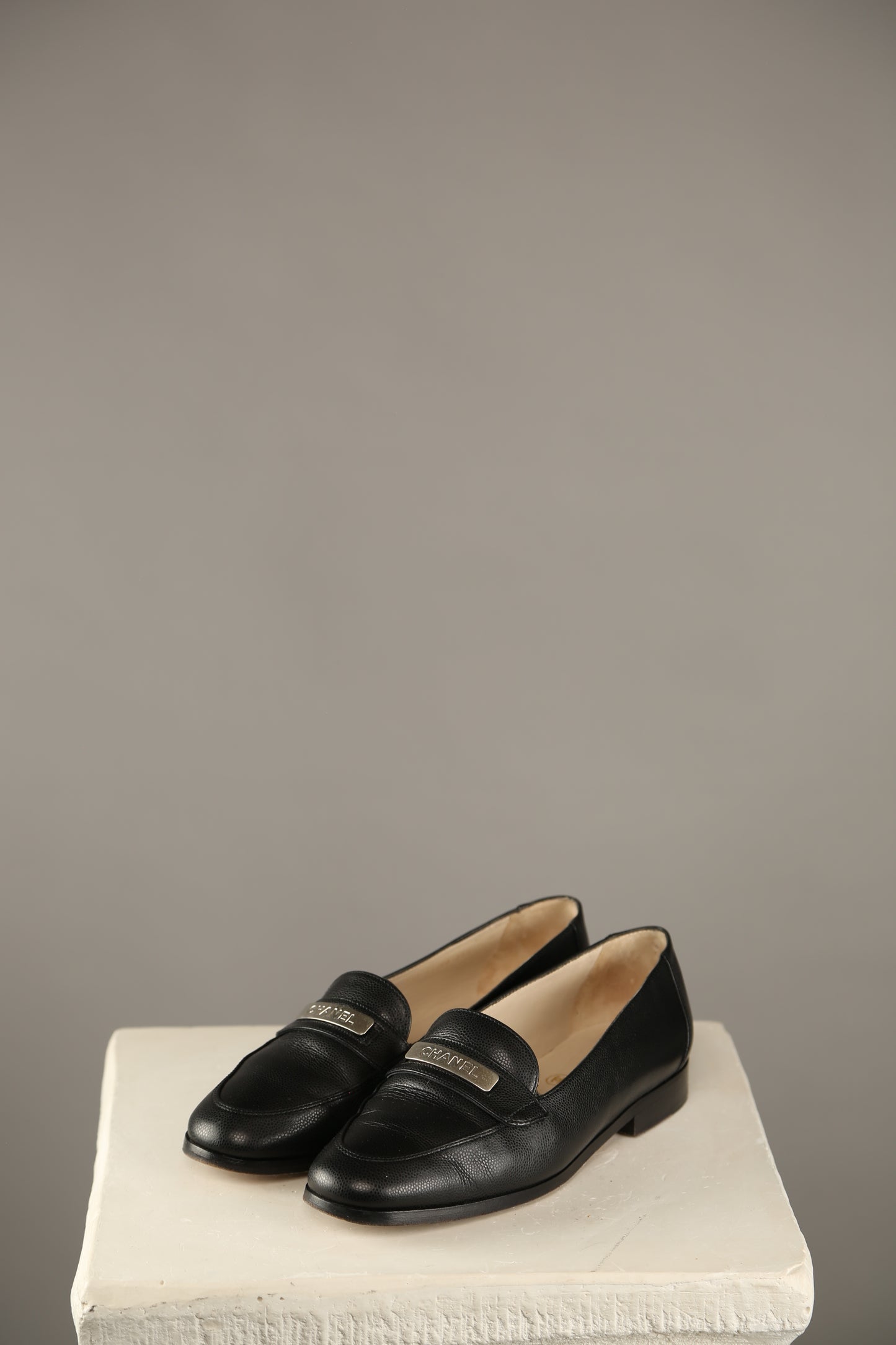 CHANEL Black Caviar Leather Loafer