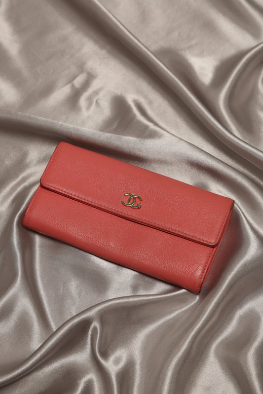 CHANEL Pink Long Wallet