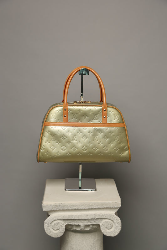 LOUIS VUITTON Rare Monogram Vernis Tompkins Bowling Bag Yellow