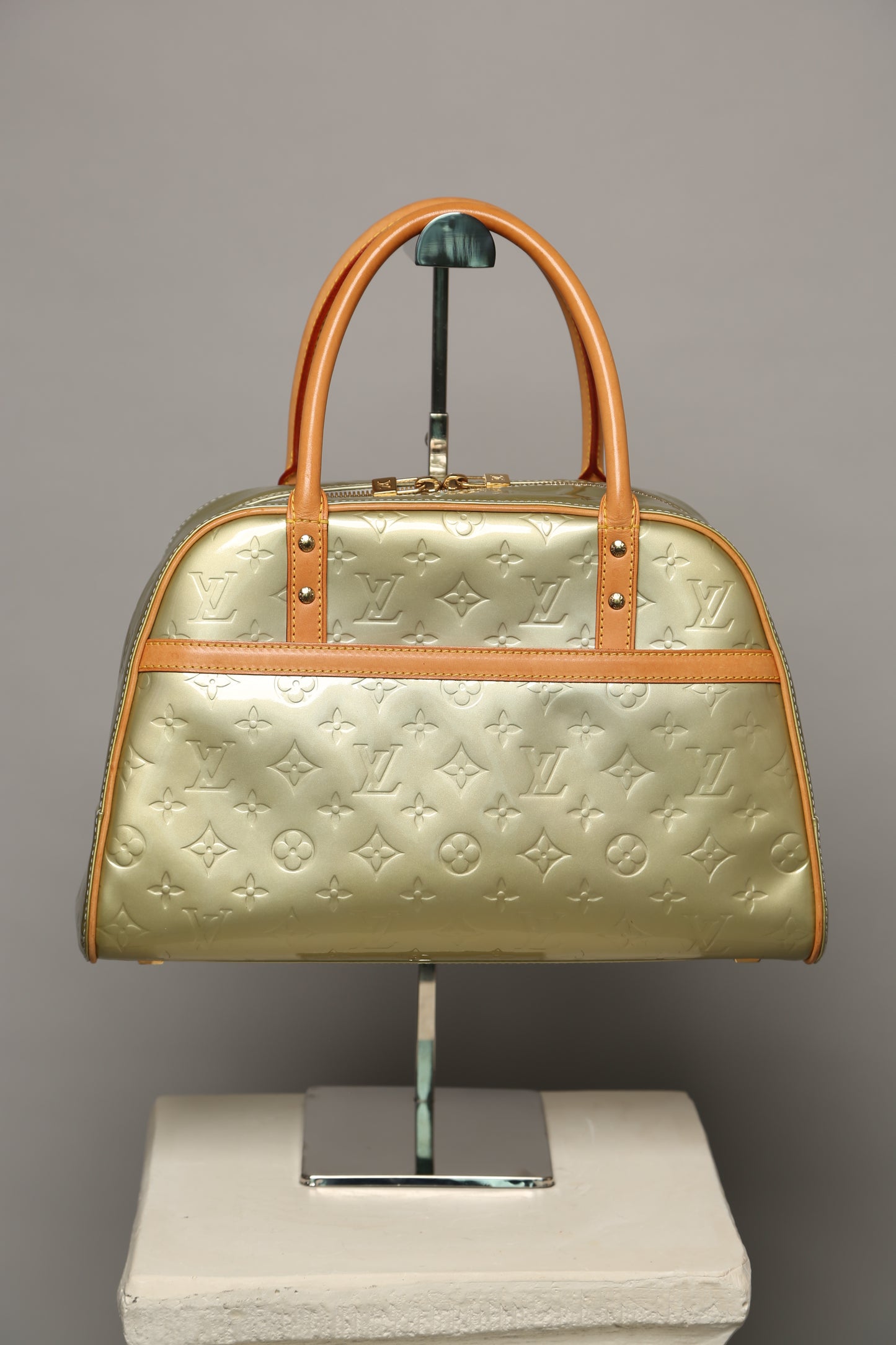 LOUIS VUITTON Rare Monogram Vernis Tompkins Bowling Bag Yellow