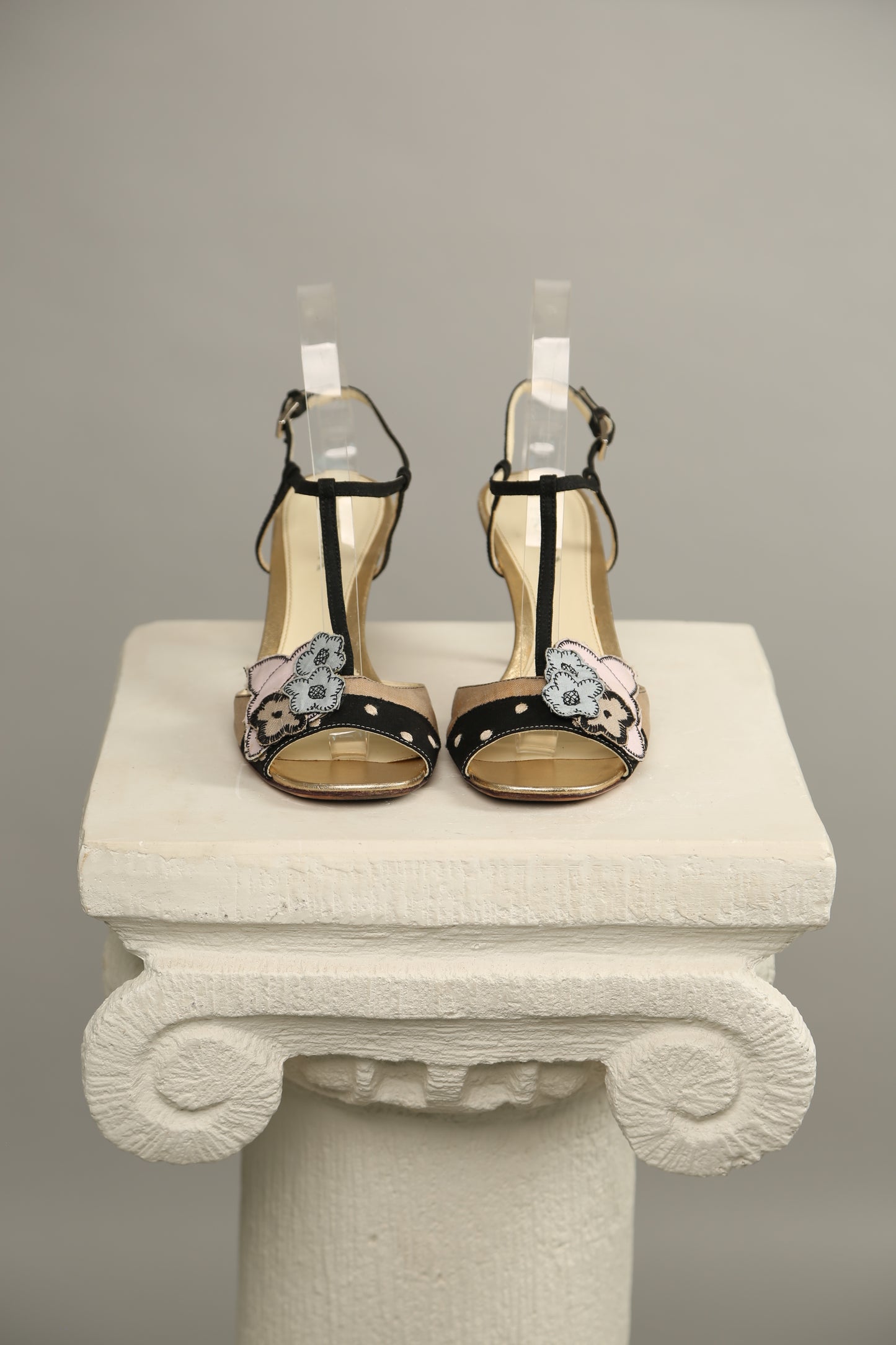 PRADA Gold Flower Sandals