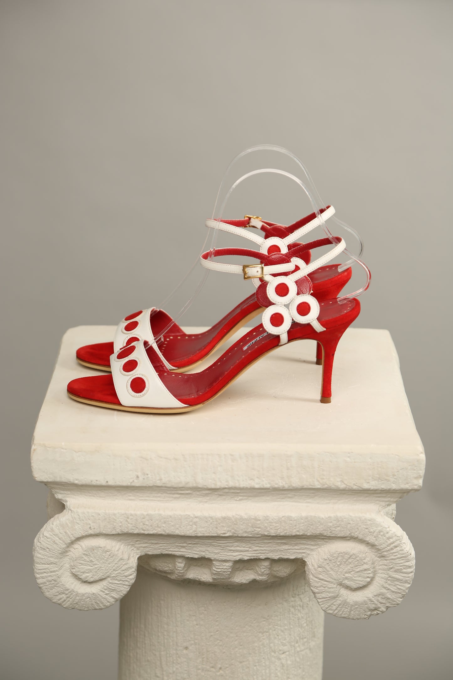 Extremely Rare MANOLO BLAHNIK Red-White Sandals