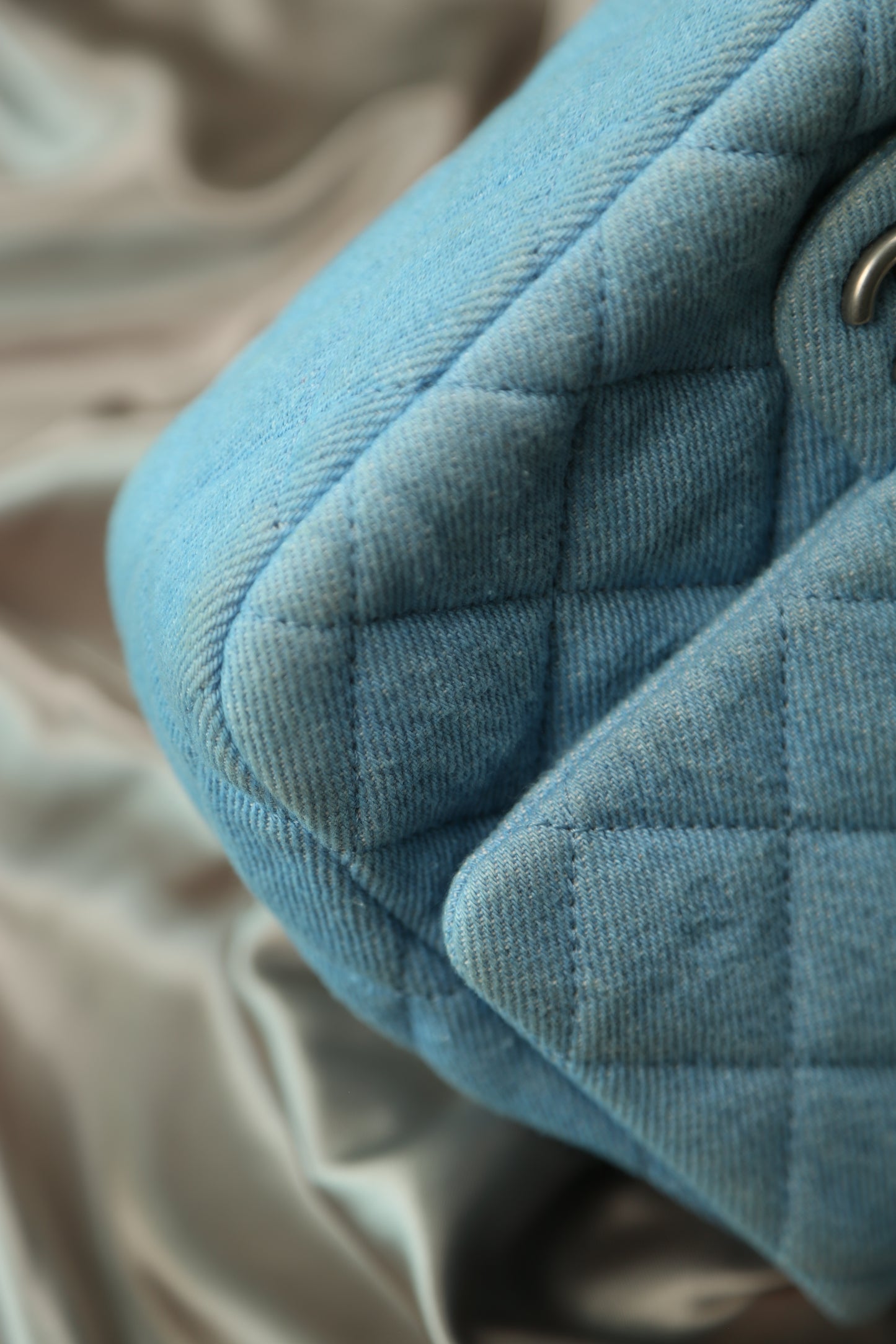 CHANEL Quilted Denim Flap Bag