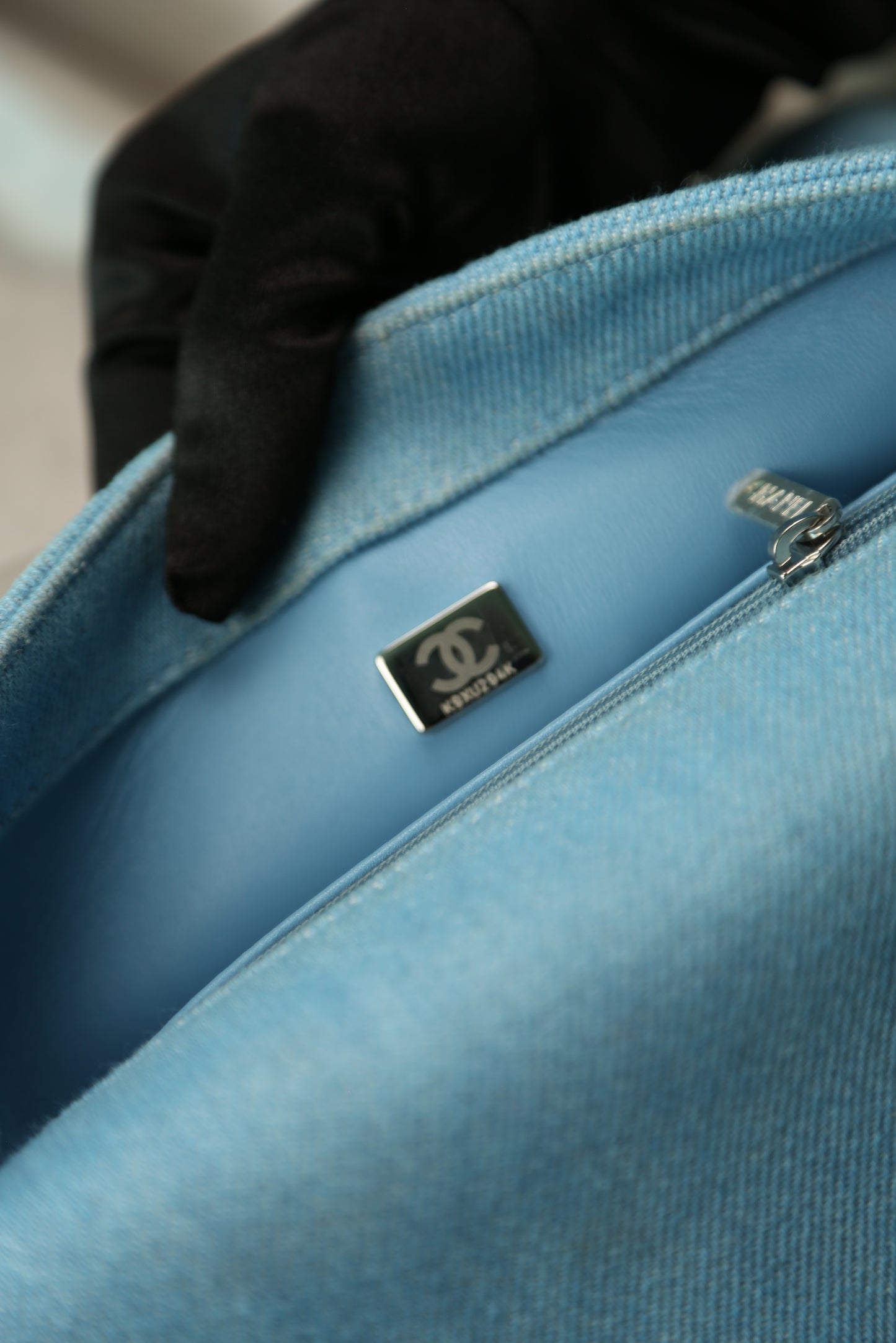 CHANEL Quilted Denim Flap Bag