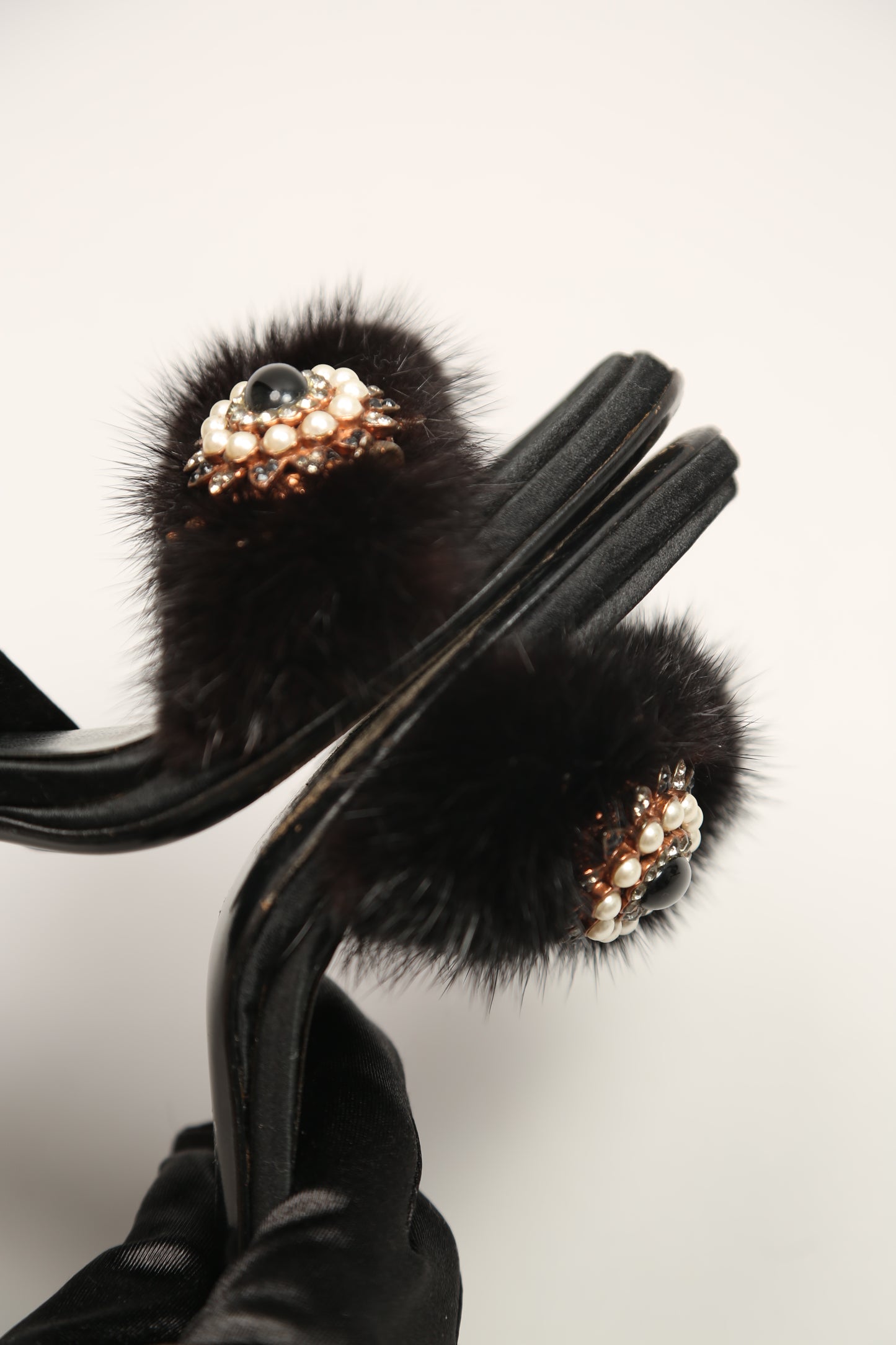 Rare SALVATORE FERRAGAMO Black Turtle Gem Heels