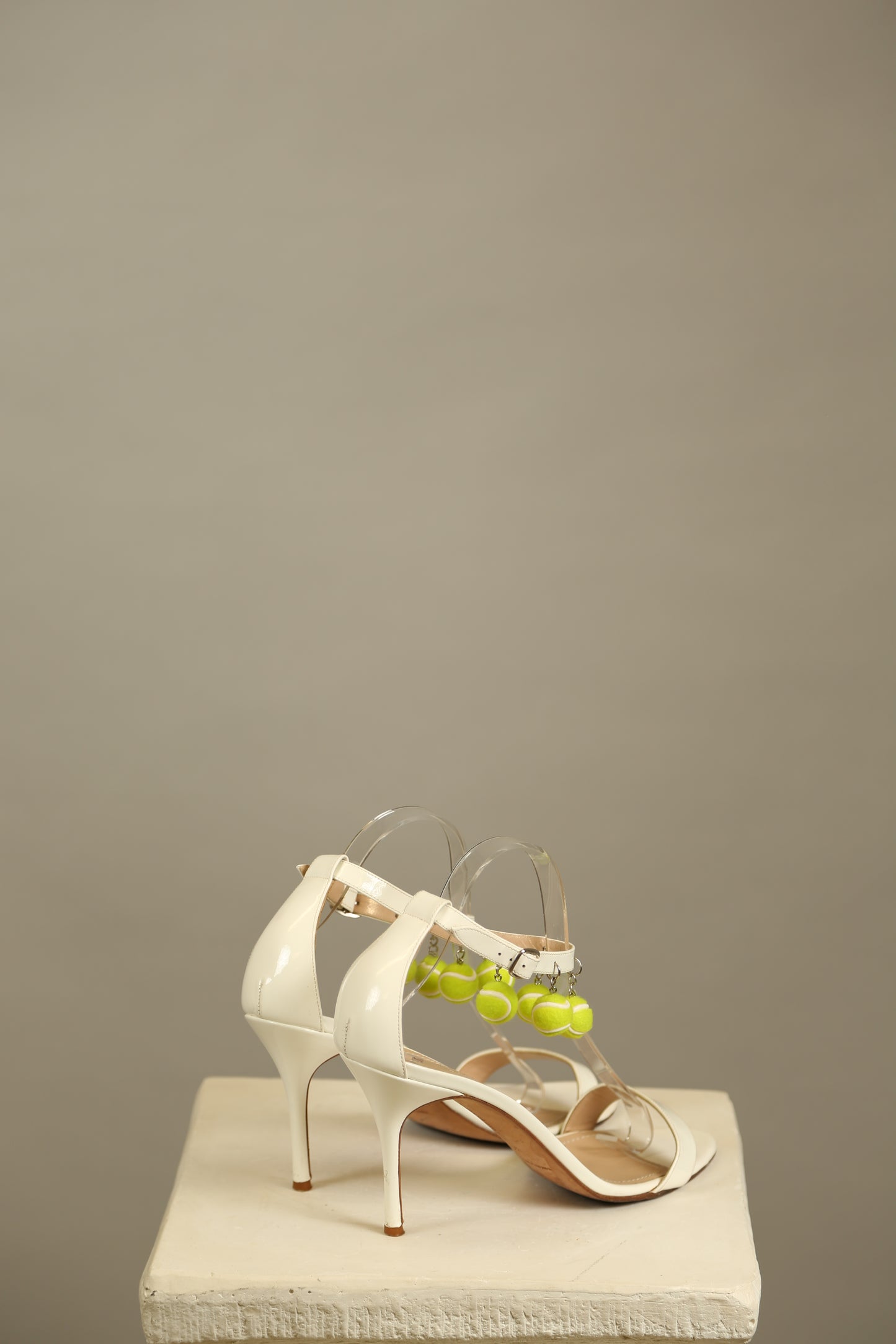 MANOLO BLAHNIK (Tennis) White Patent Leather Sandals