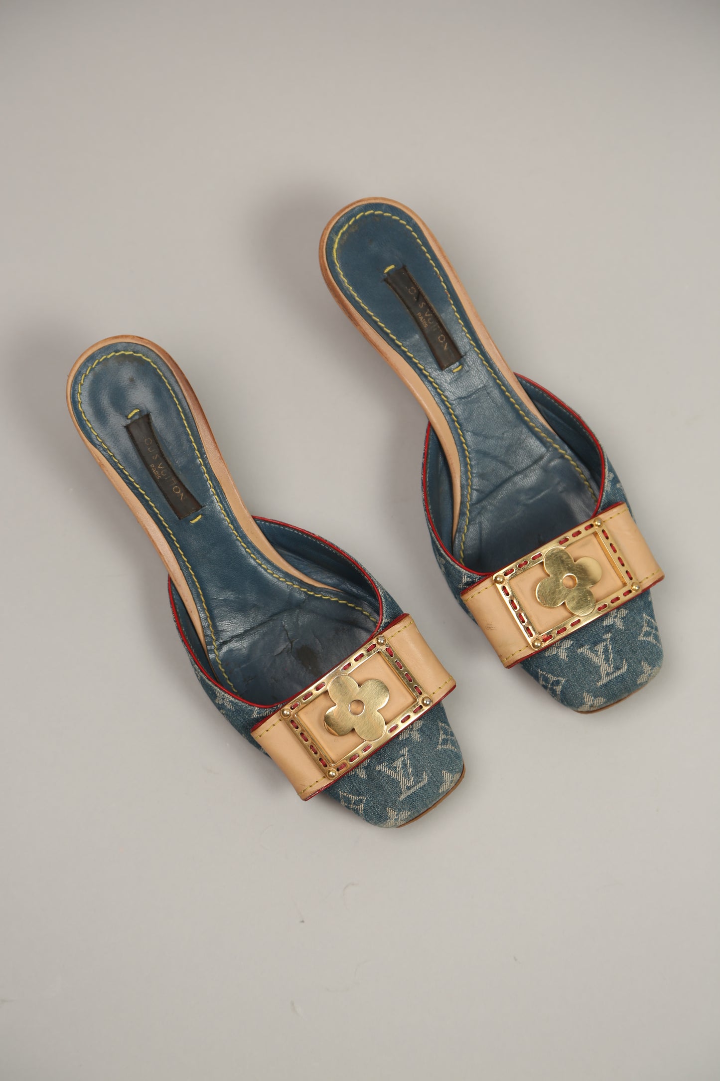 LOUIS VUITTON Denim Monogram Mules