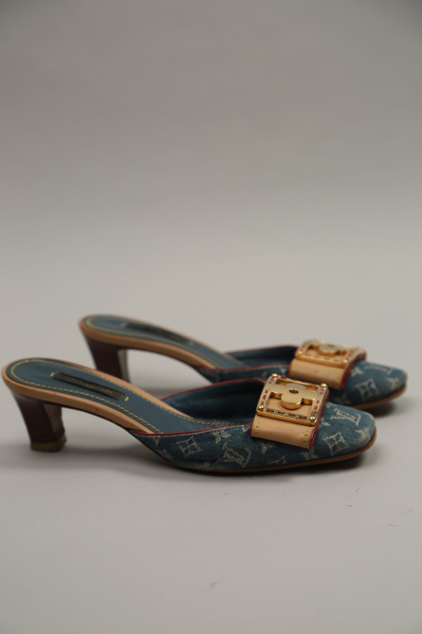 LOUIS VUITTON Denim Monogram Mules