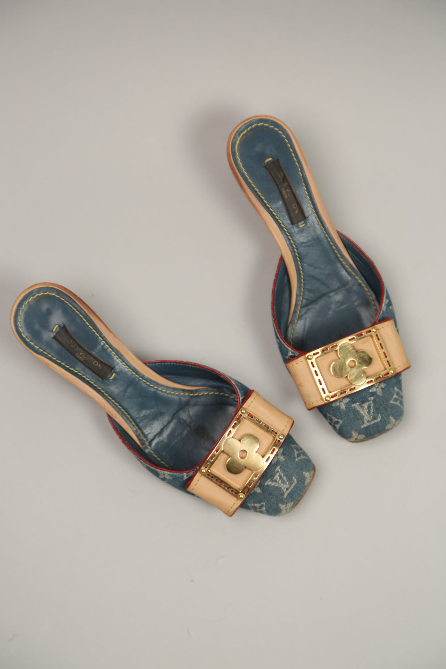 LOUIS VUITTON Denim Monogram Mules