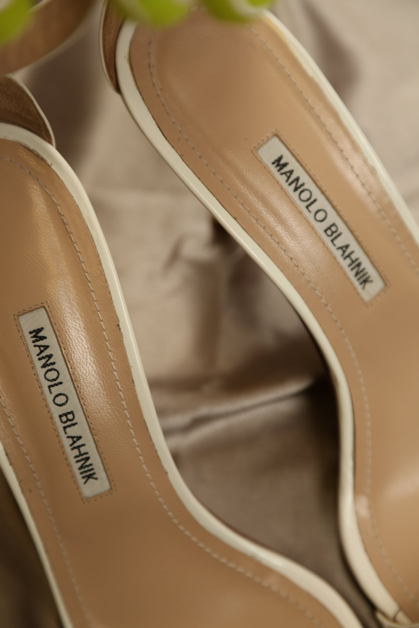 MANOLO BLAHNIK (Tennis) White Patent Leather Sandals