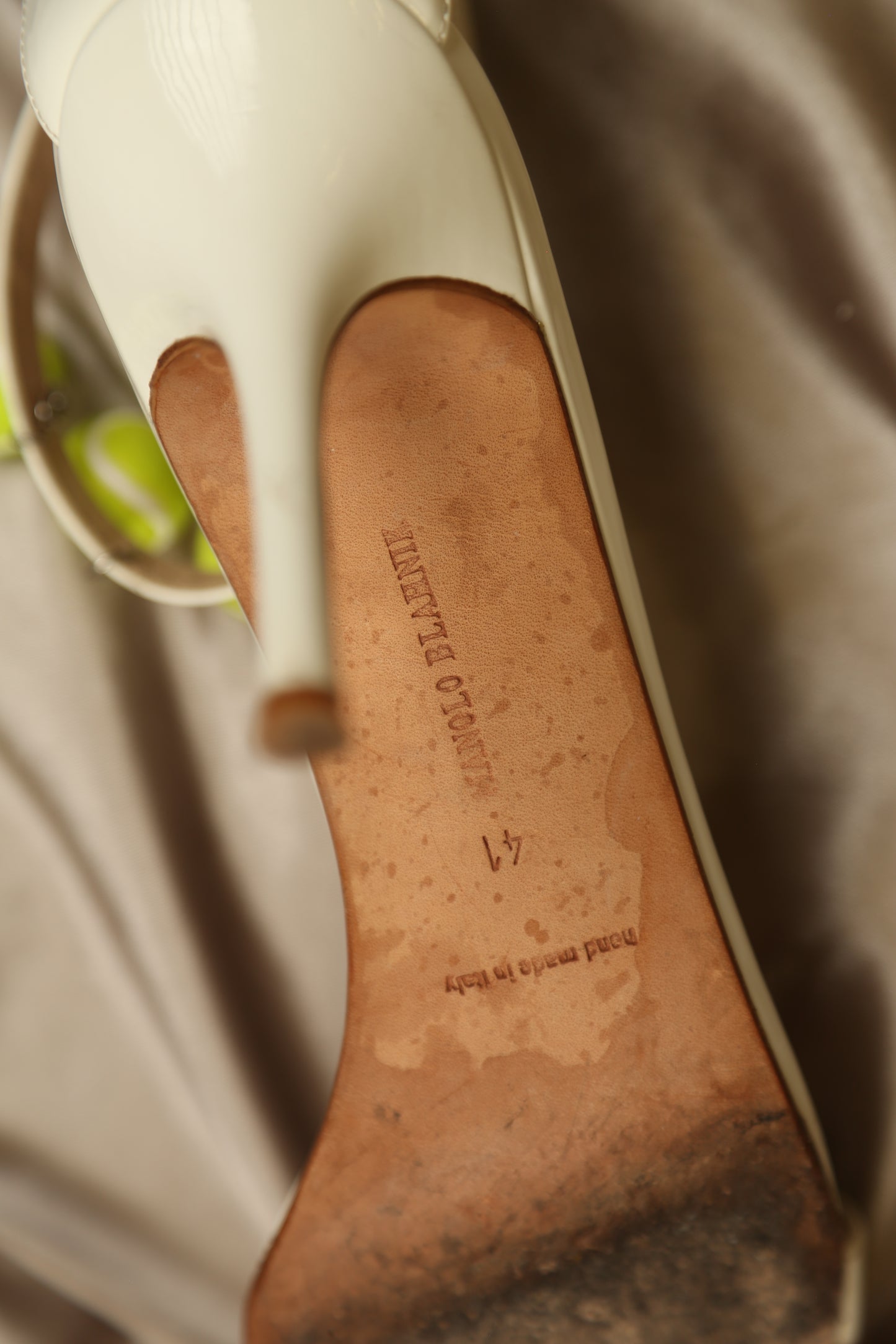 MANOLO BLAHNIK (Tennis) White Patent Leather Sandals